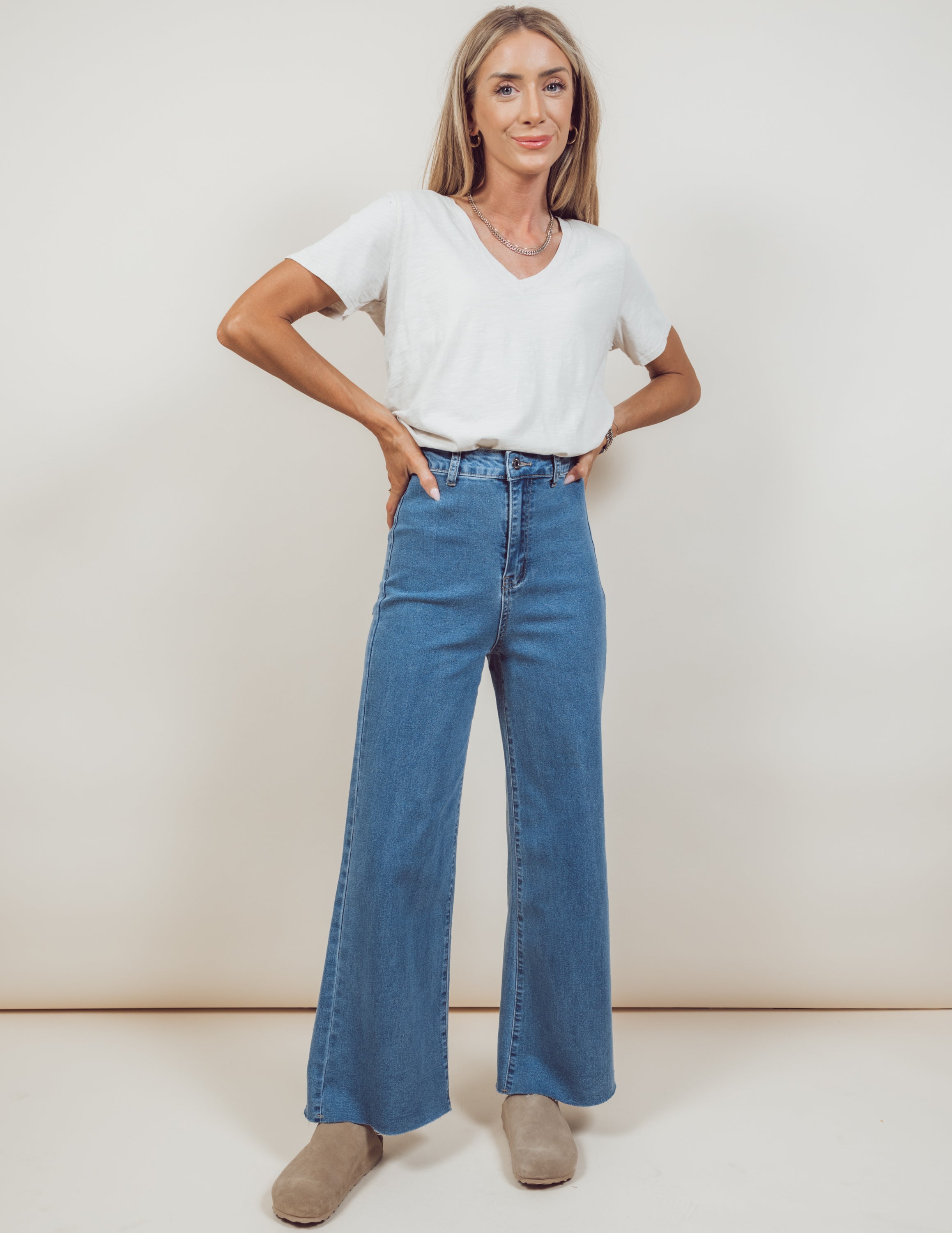 Henley Wide Leg Denim