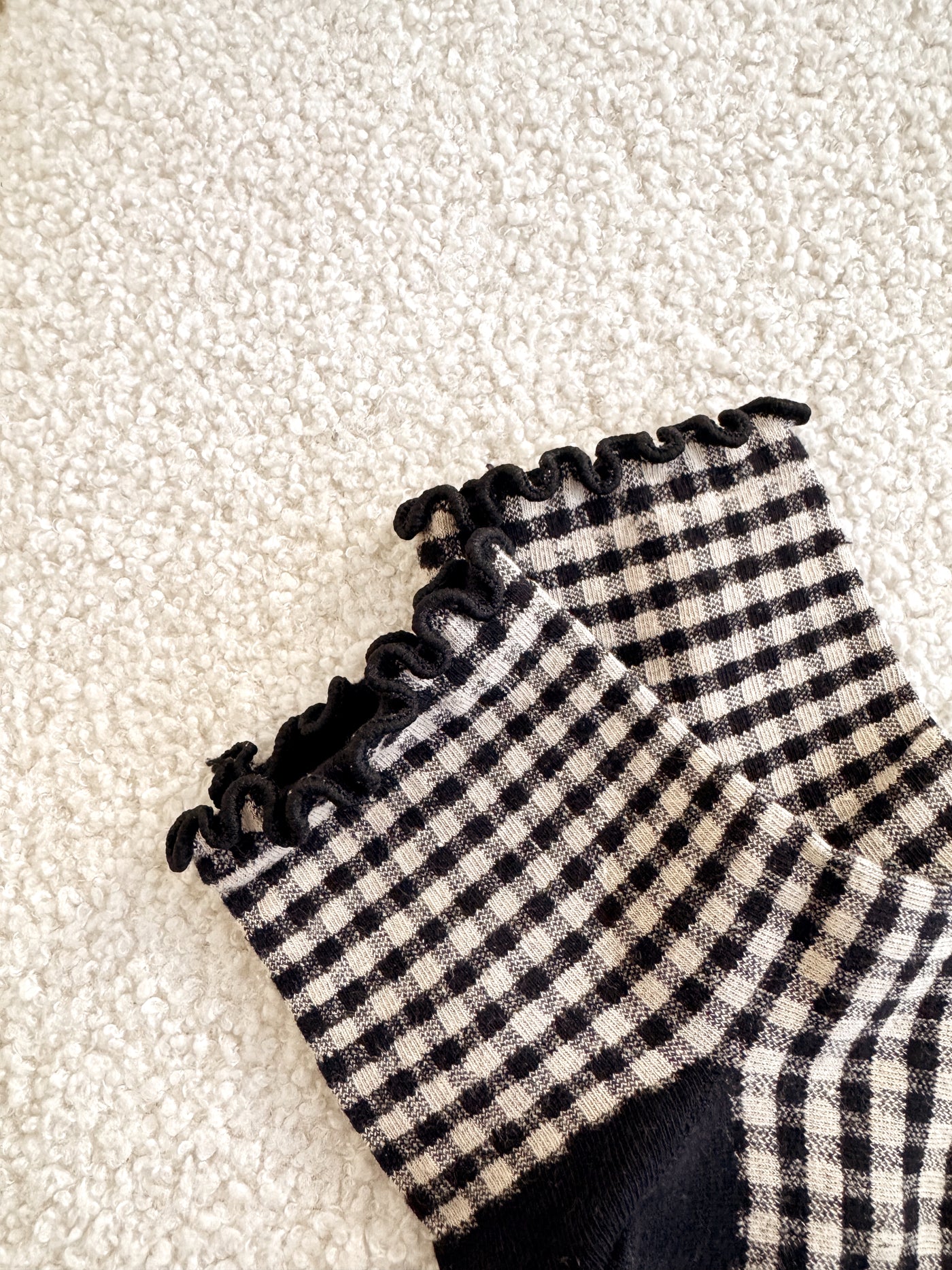 Black Checkered Ankle Ruffle Socks