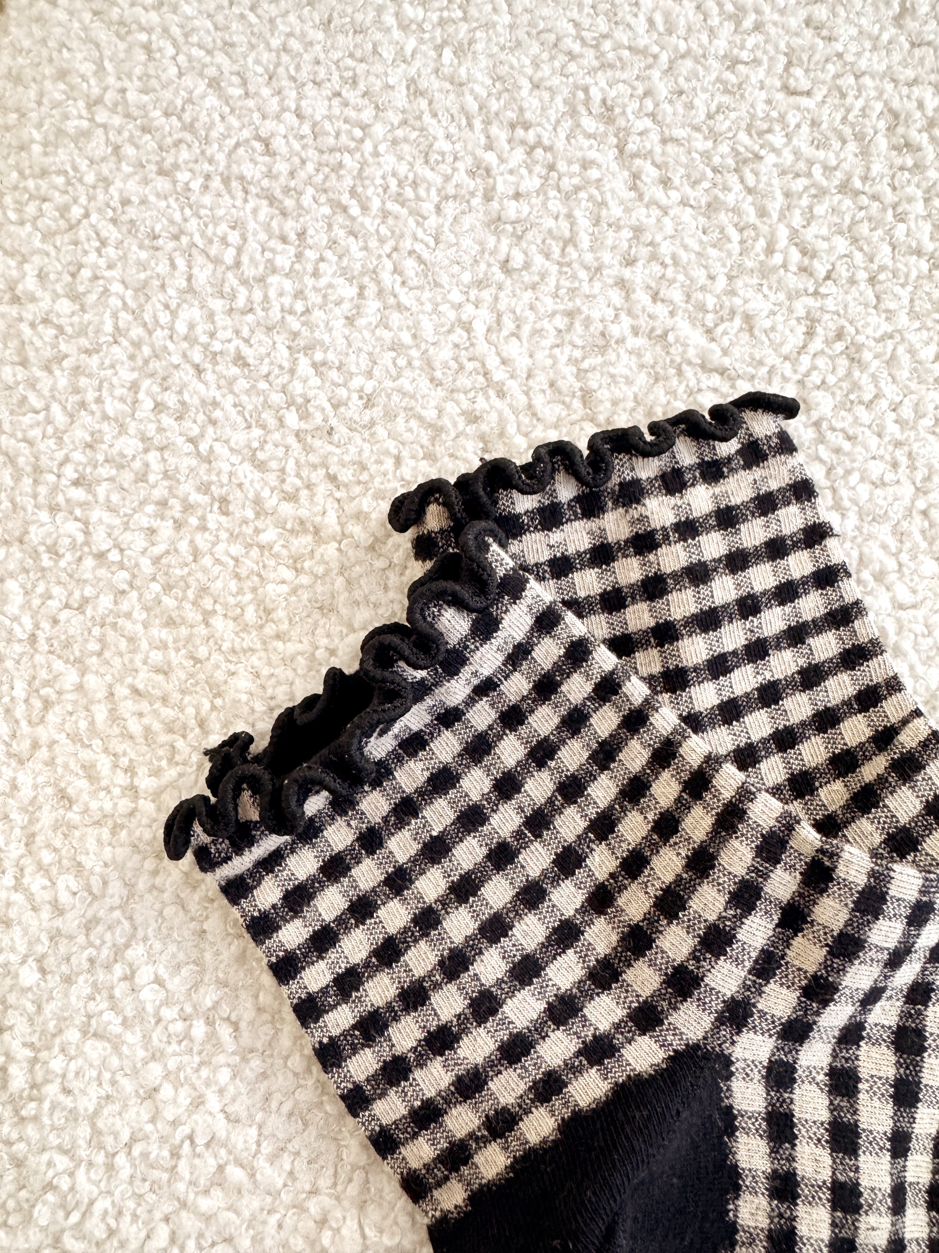 Black Checkered Ankle Ruffle Socks