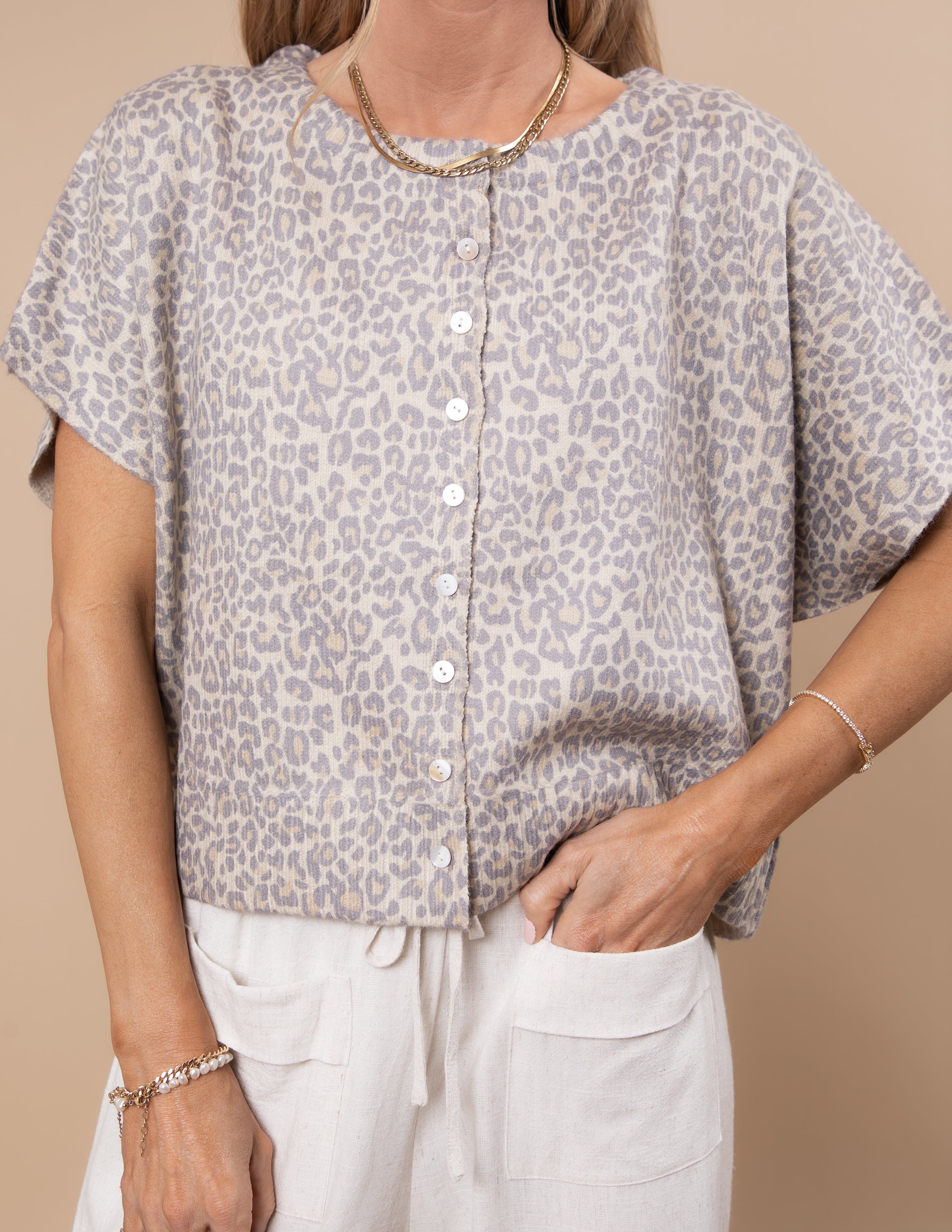 Leopard Button Up Top