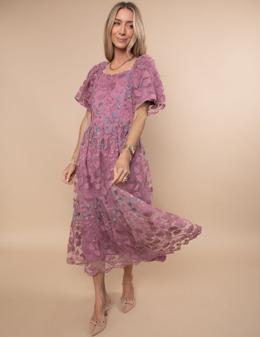 Haley Embroidered Mesh Dress