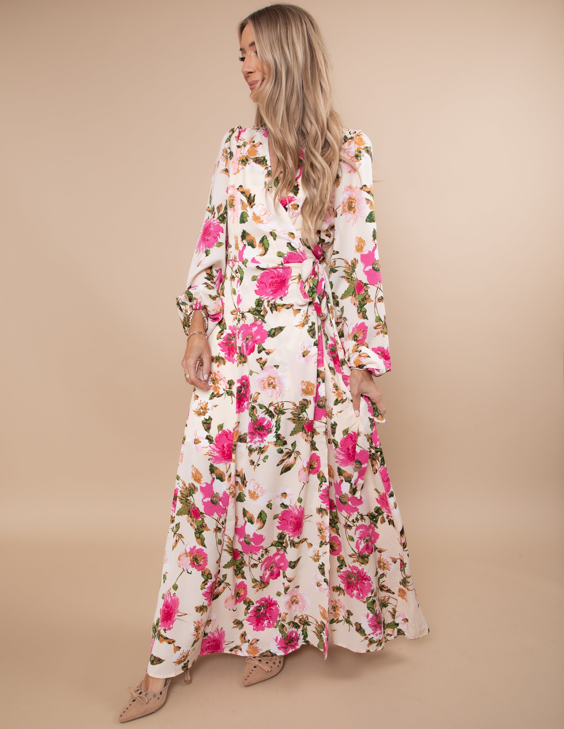 Rebecca Satin Wrap Maxi Dress