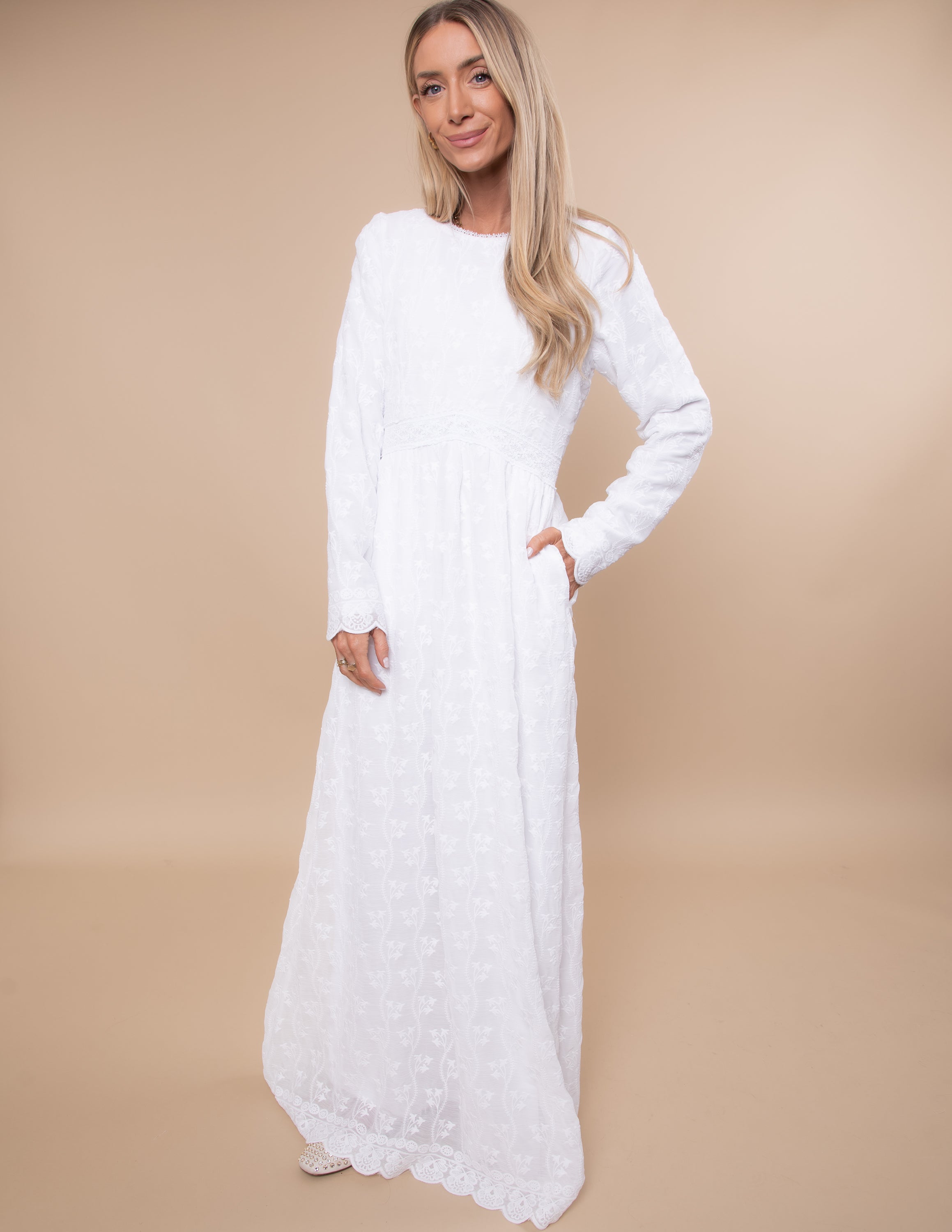 Ruth Floral Embroidered Temple Dress