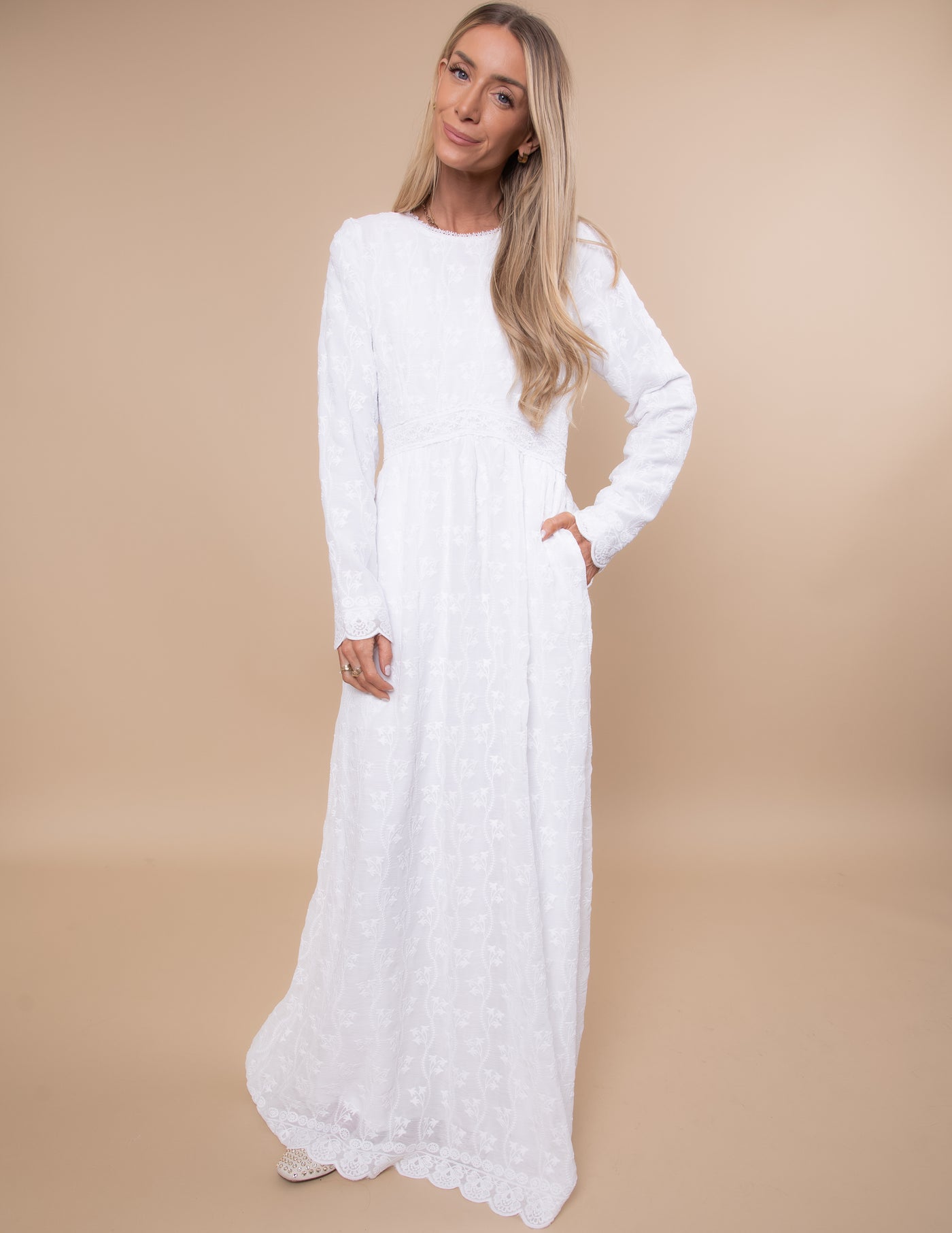 Ruth Floral Embroidered Temple Dress