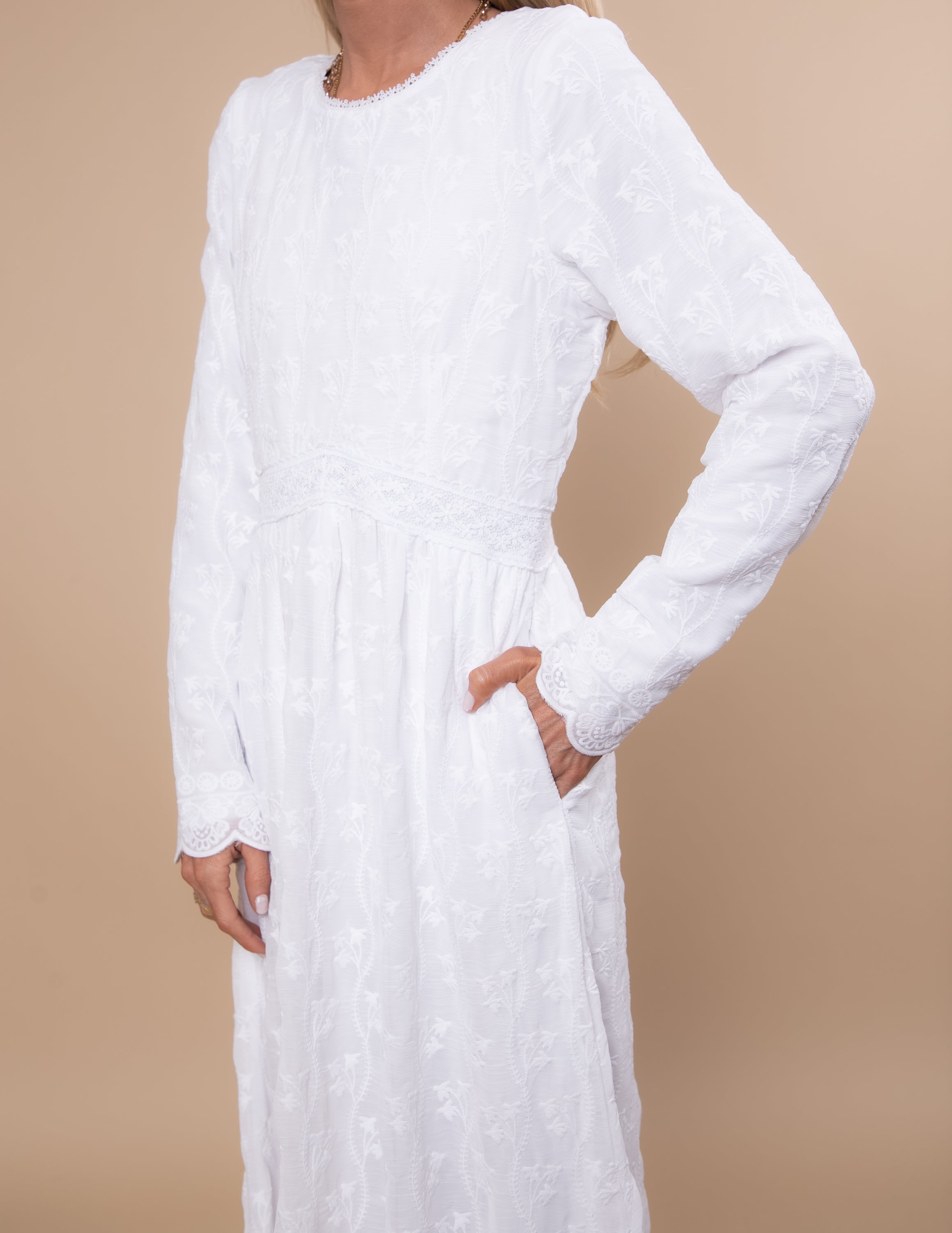Ruth Floral Embroidered Temple Dress