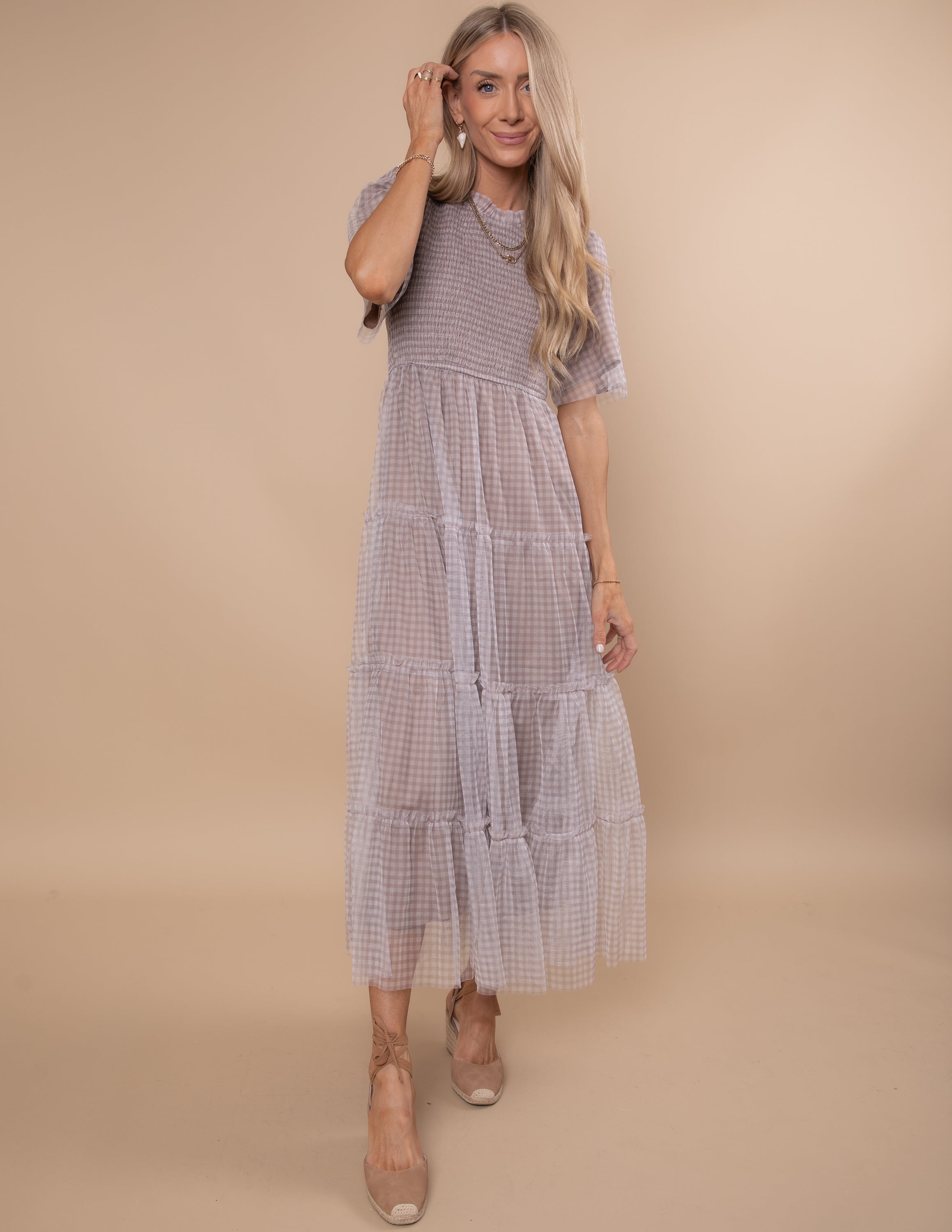 Brooks Gingham Tiered Dress
