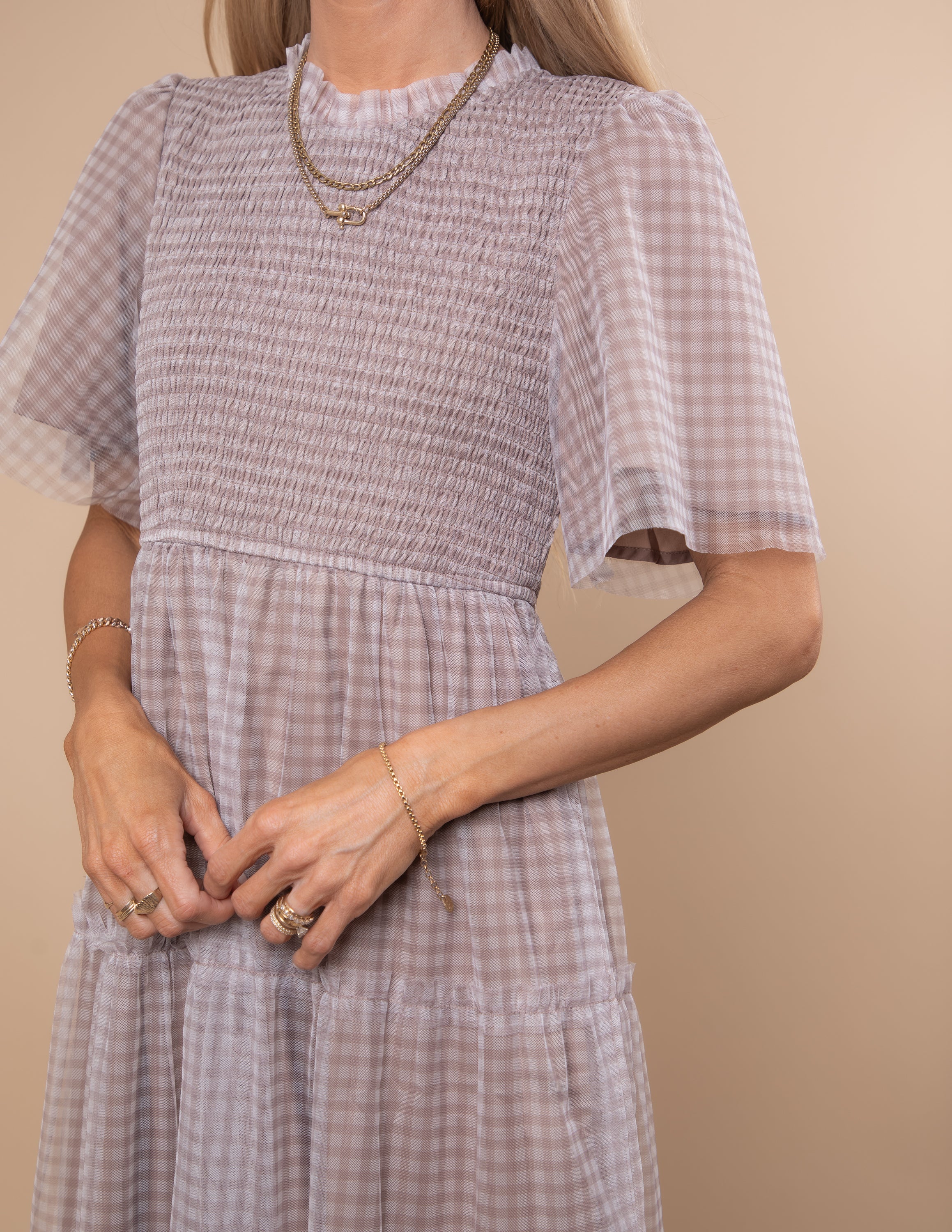 Brooks Gingham Tiered Dress