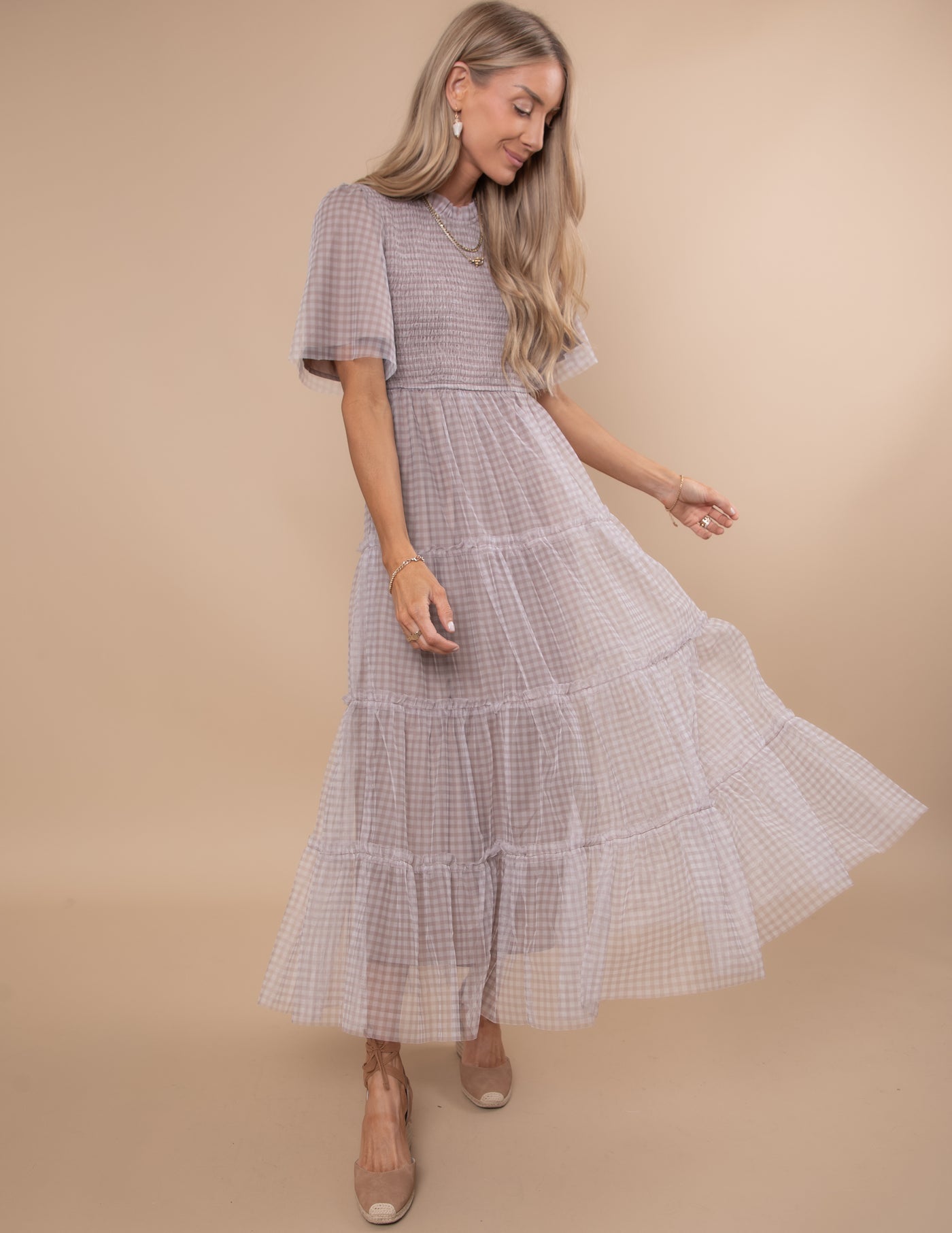 Brooks Gingham Tiered Dress