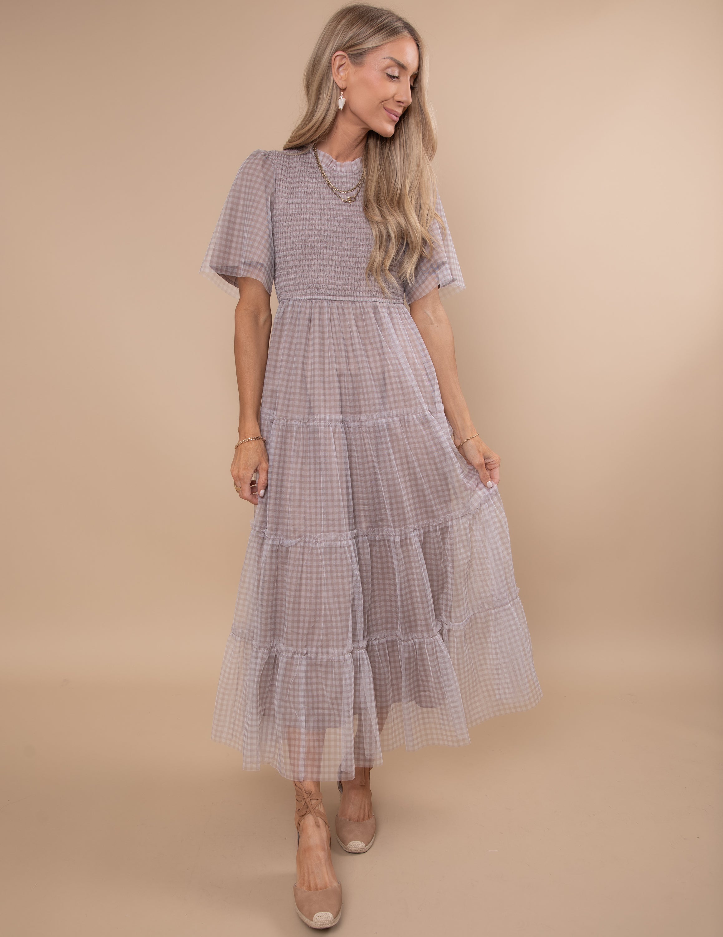 Brooks Gingham Tiered Dress