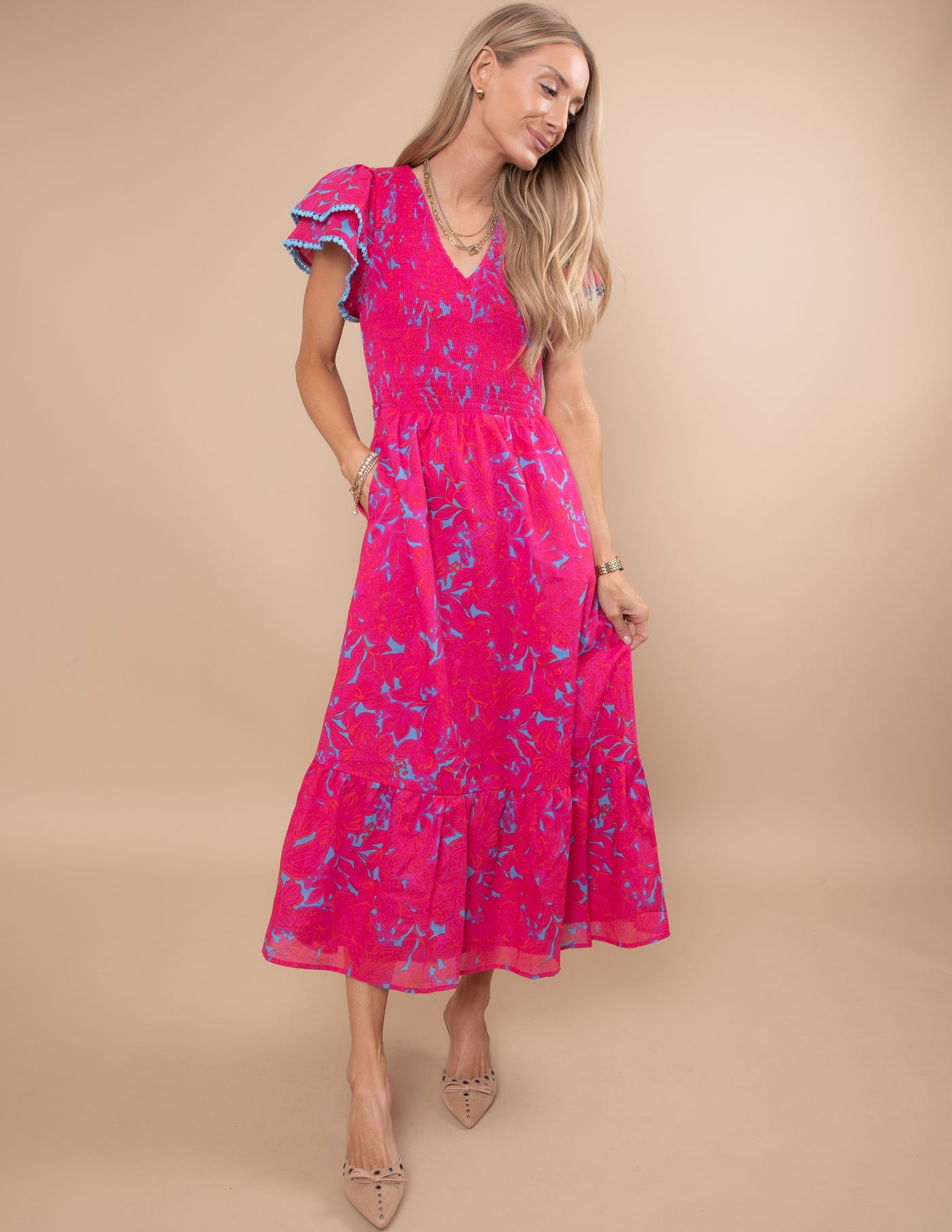 Delina Floral Midi Dress