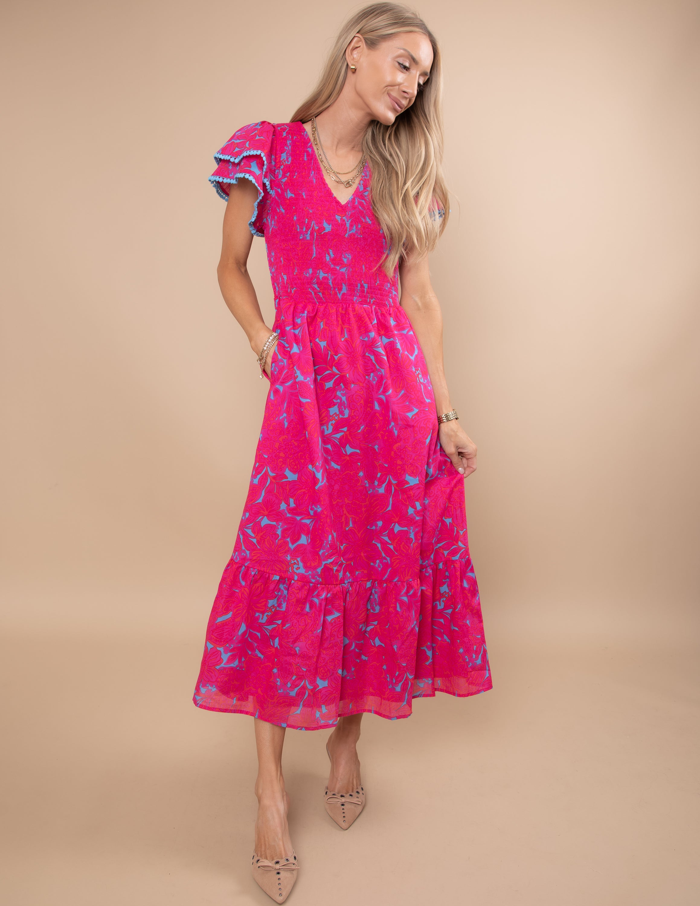 Delina Floral Midi Dress