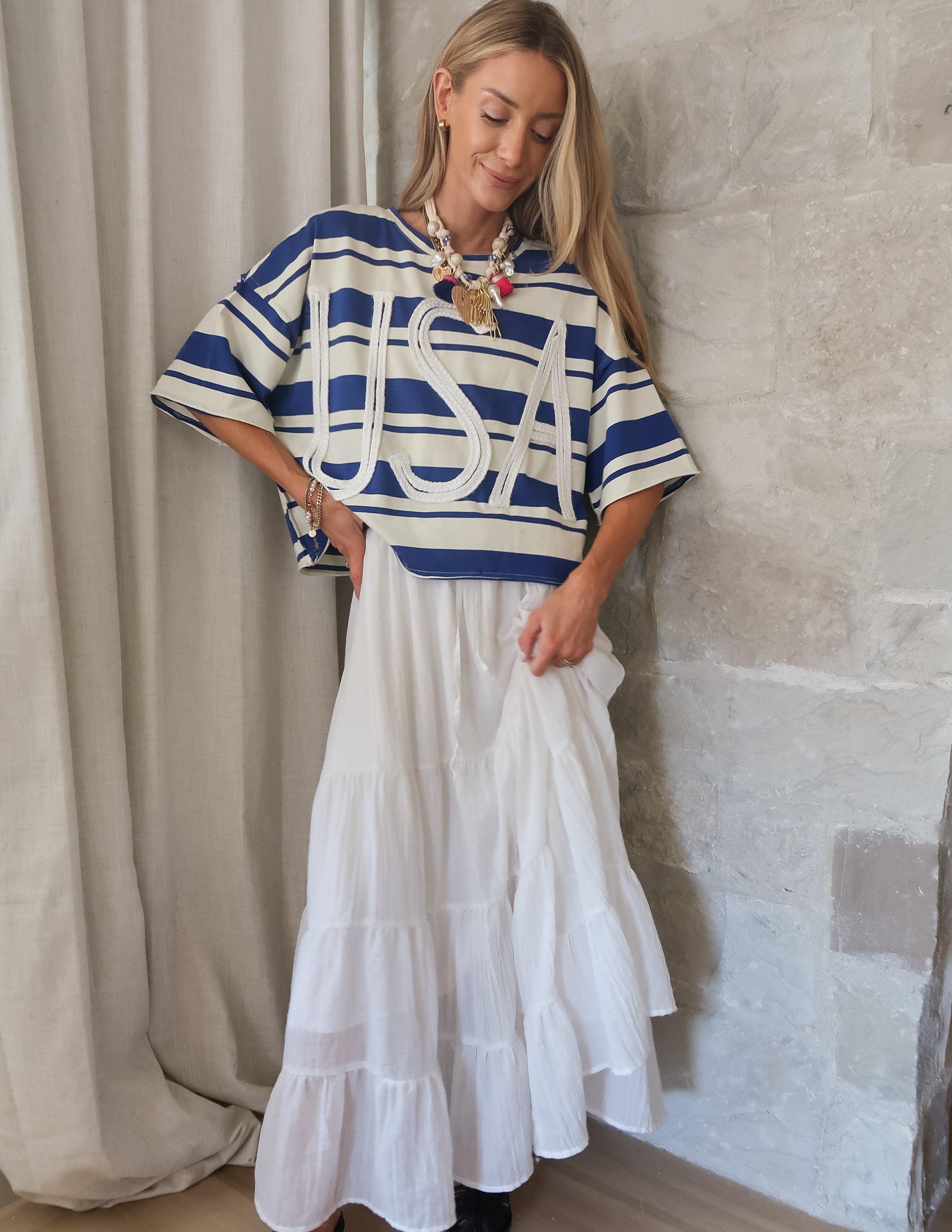 USA Stripe Short Sleeve Top
