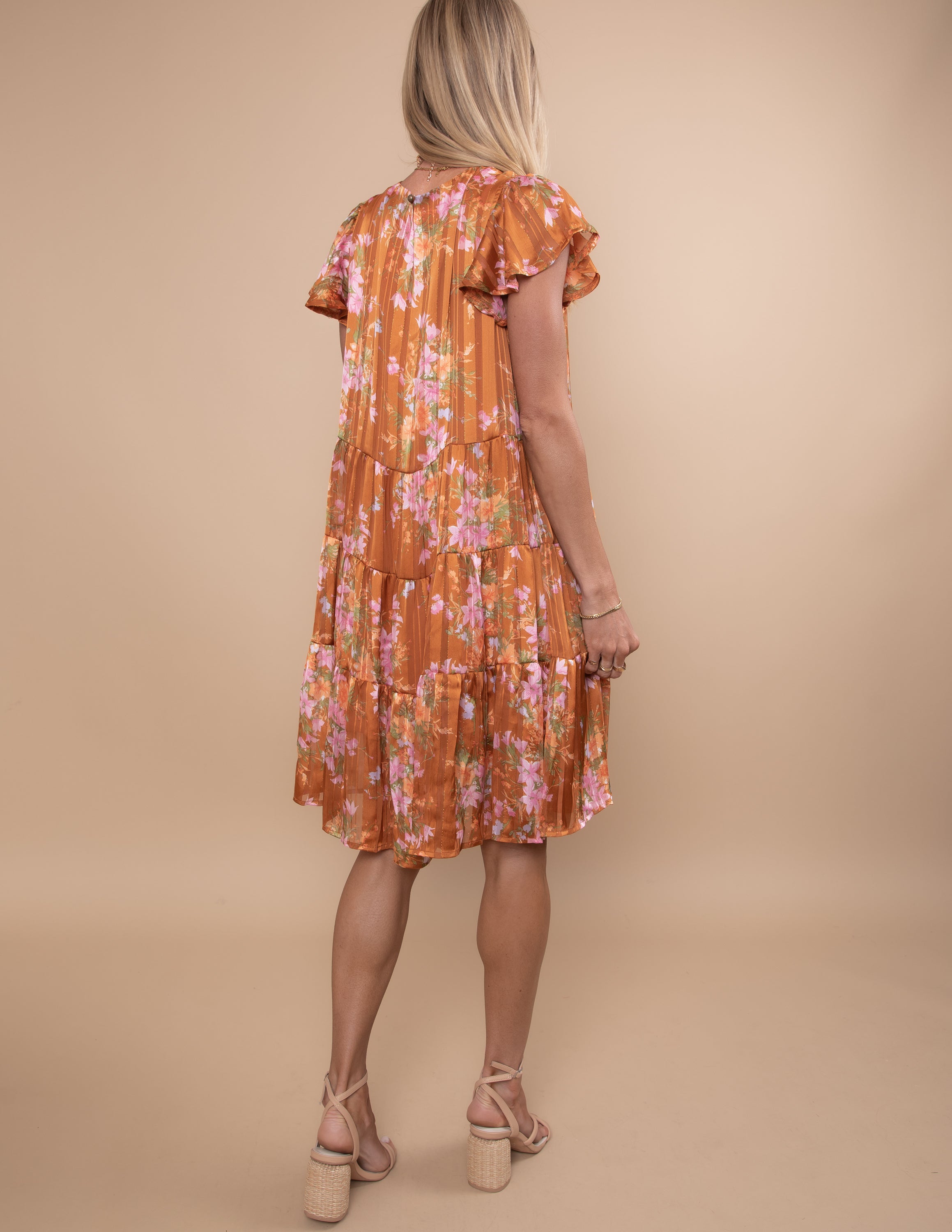 Satin Gold Flower Dress