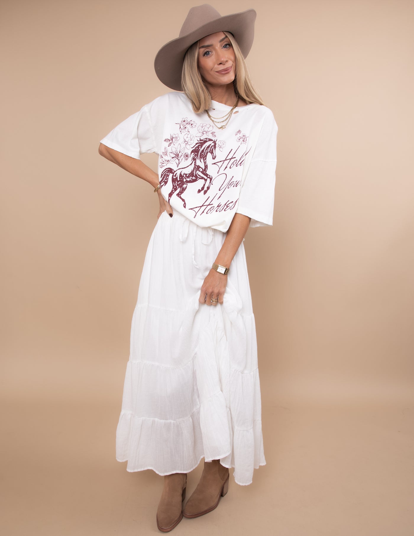 Hold Your Horses Distressed Graphic Tee