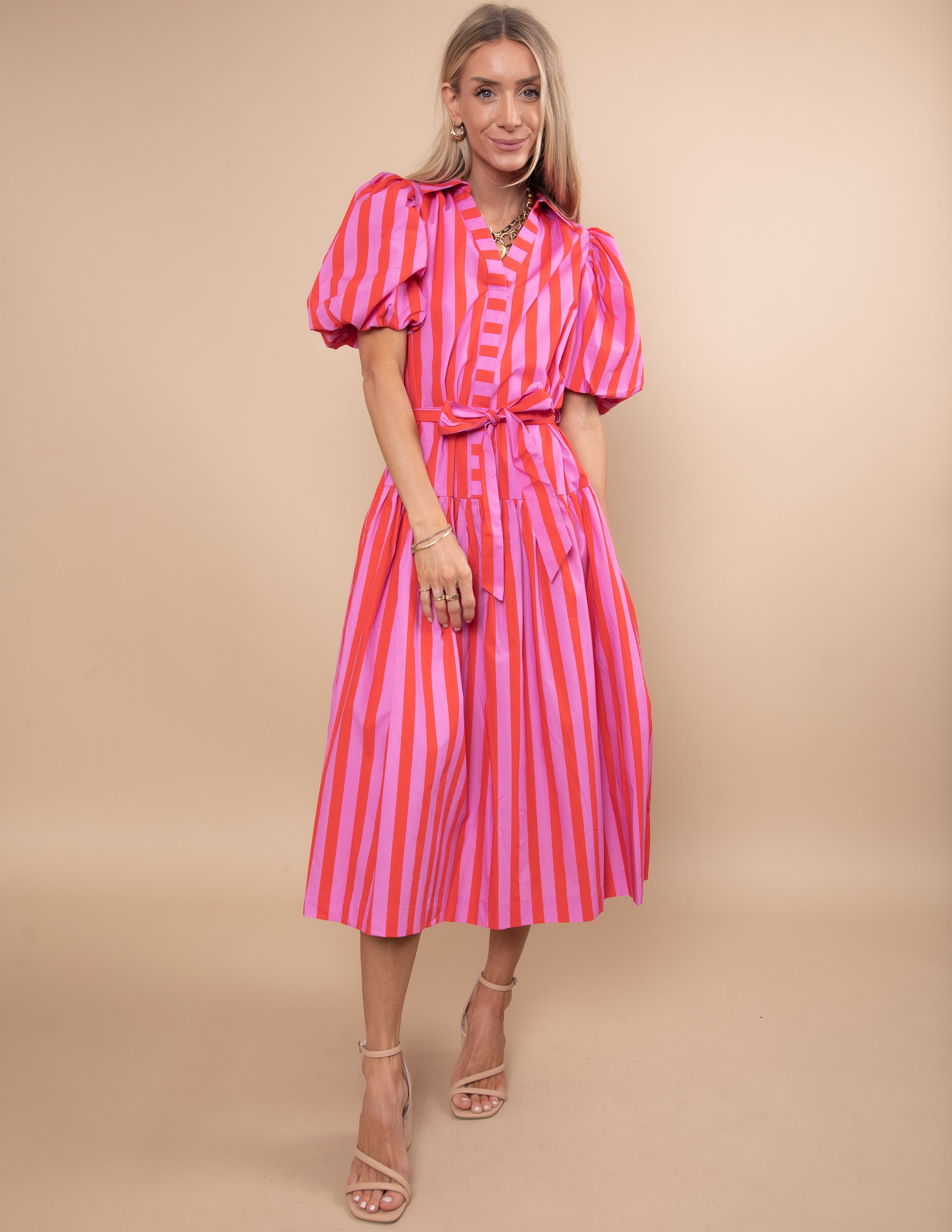 Rosy Striped Dress