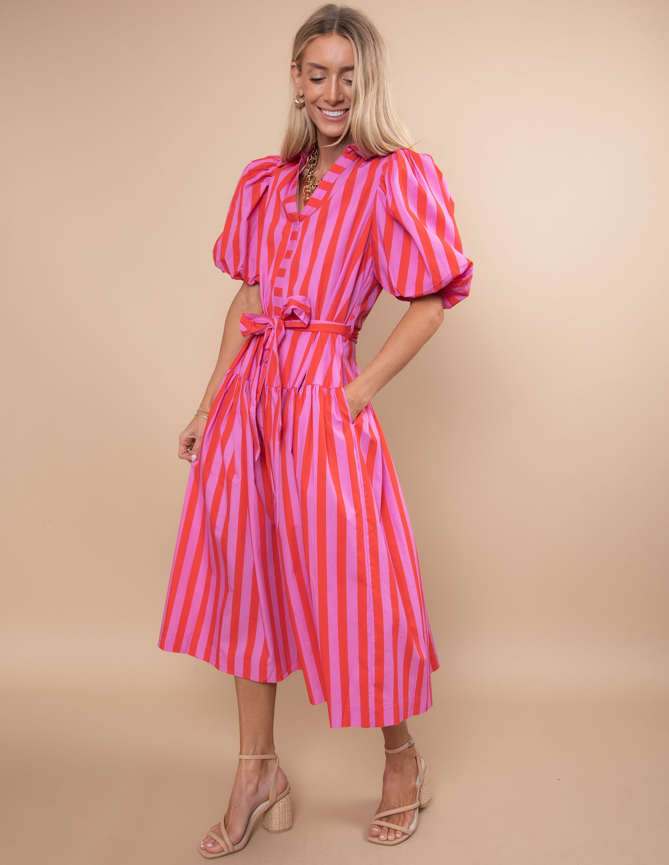 Rosy Striped Dress