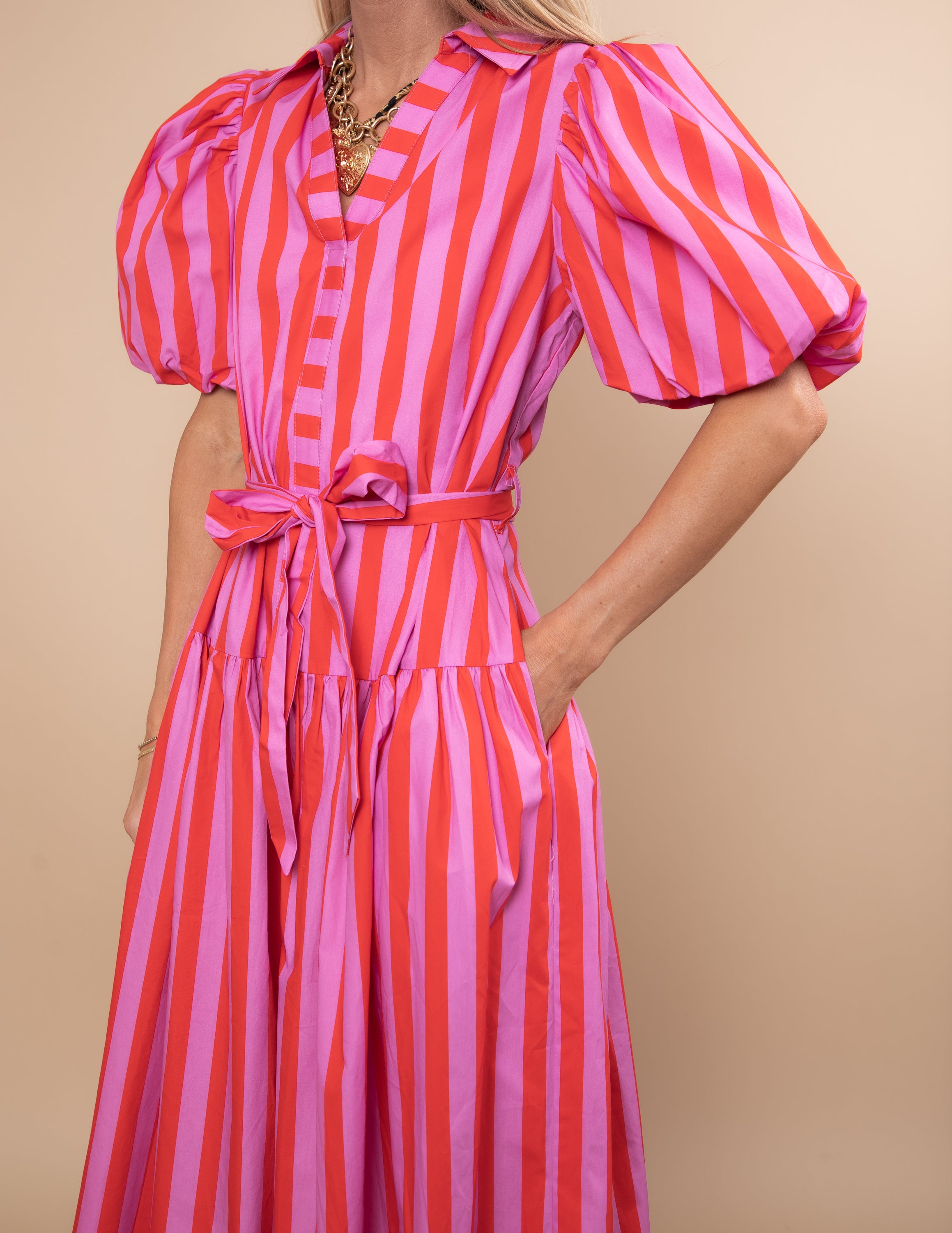 Rosy Striped Dress