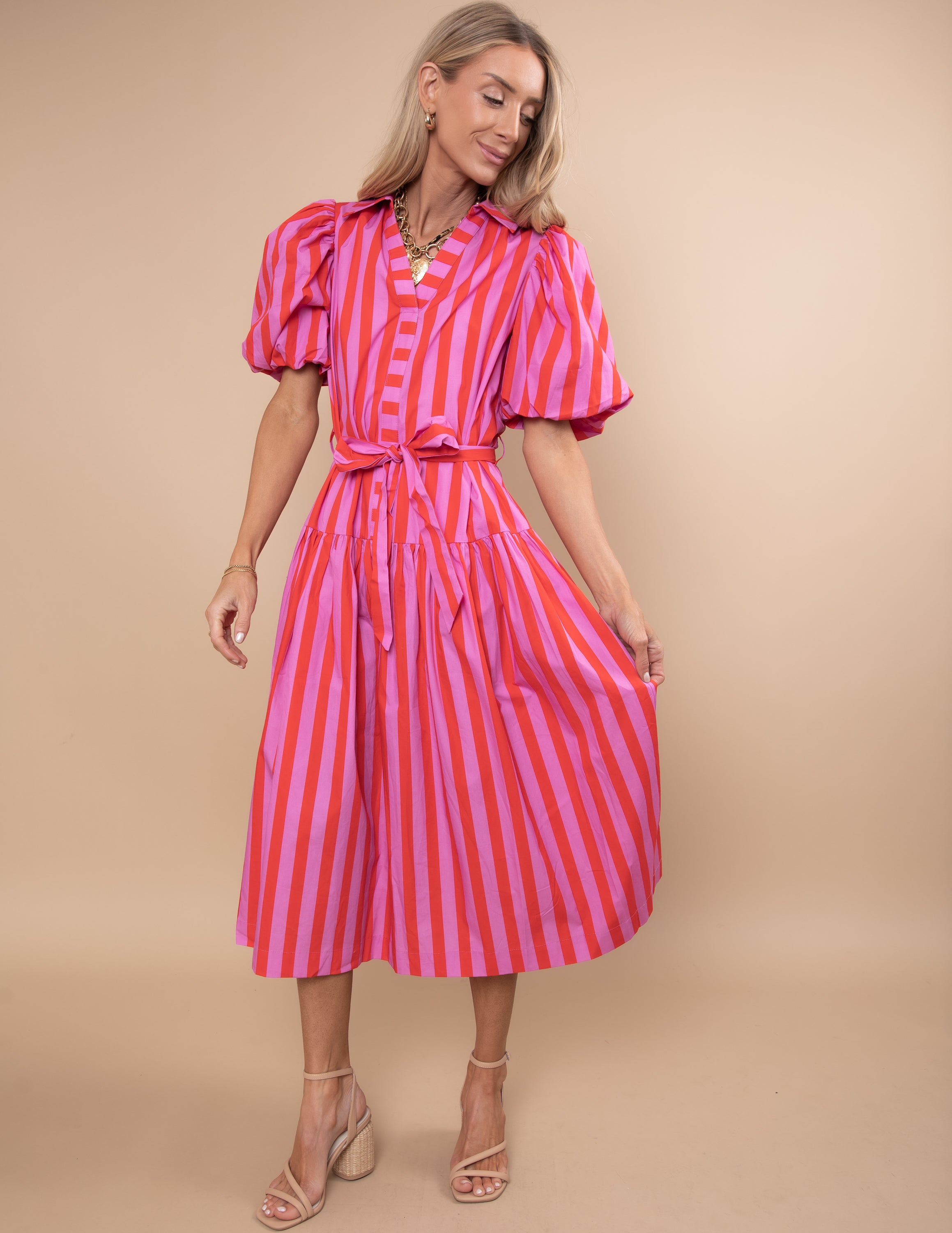 Rosy Striped Dress