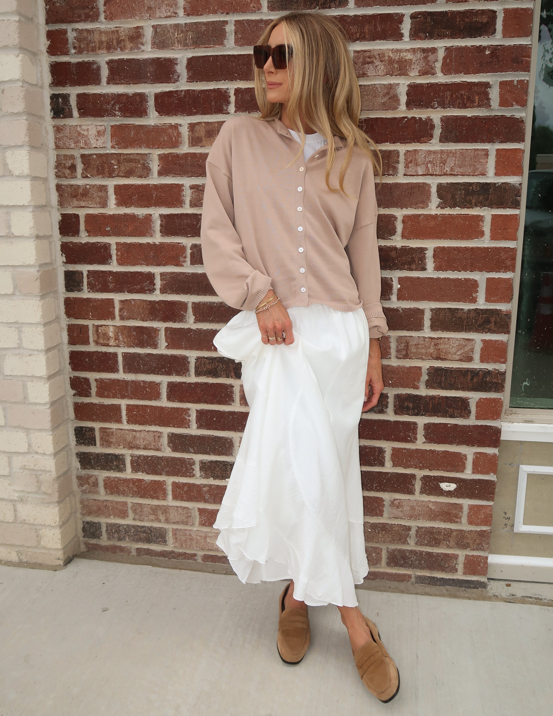 Ivory Drift Midi Skirt