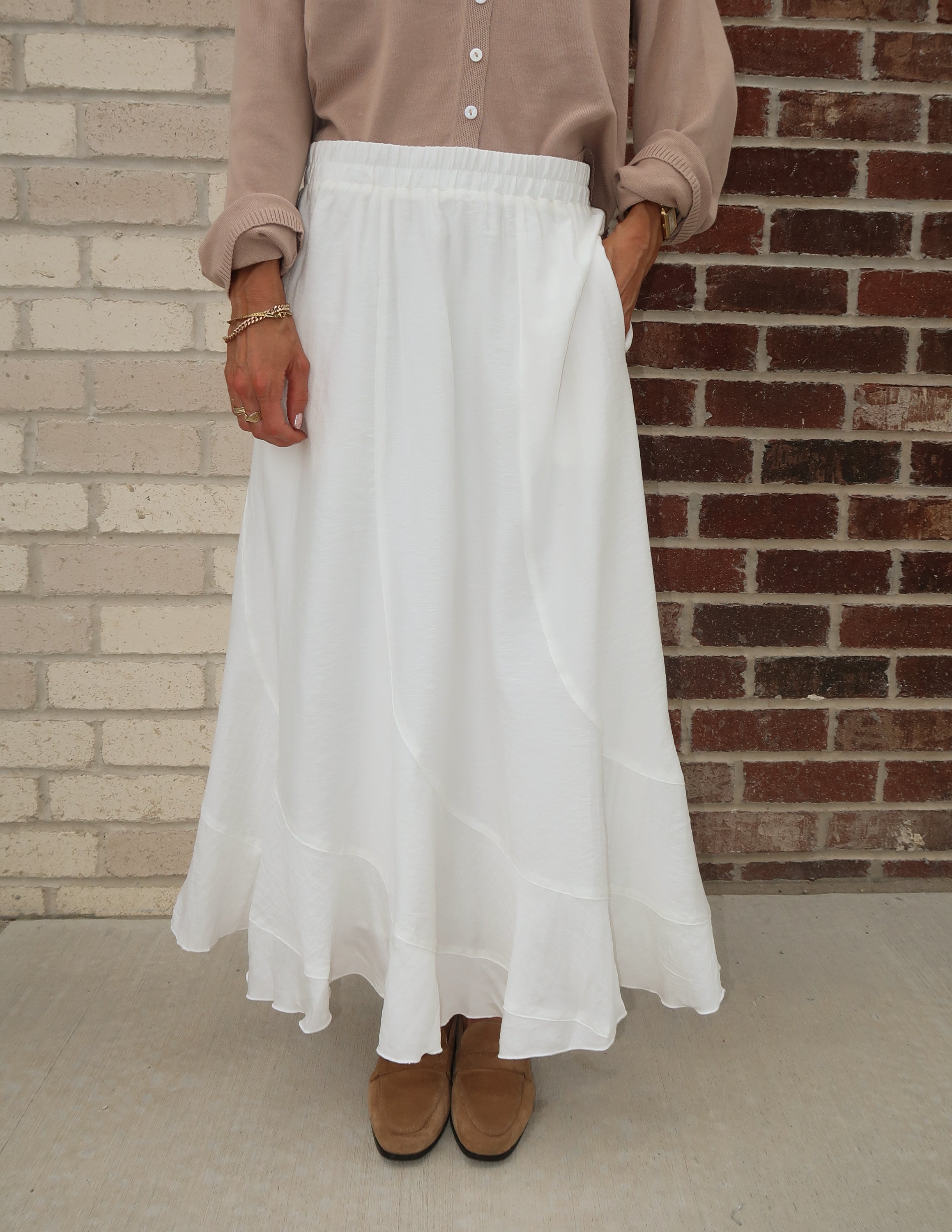 Ivory Drift Midi Skirt