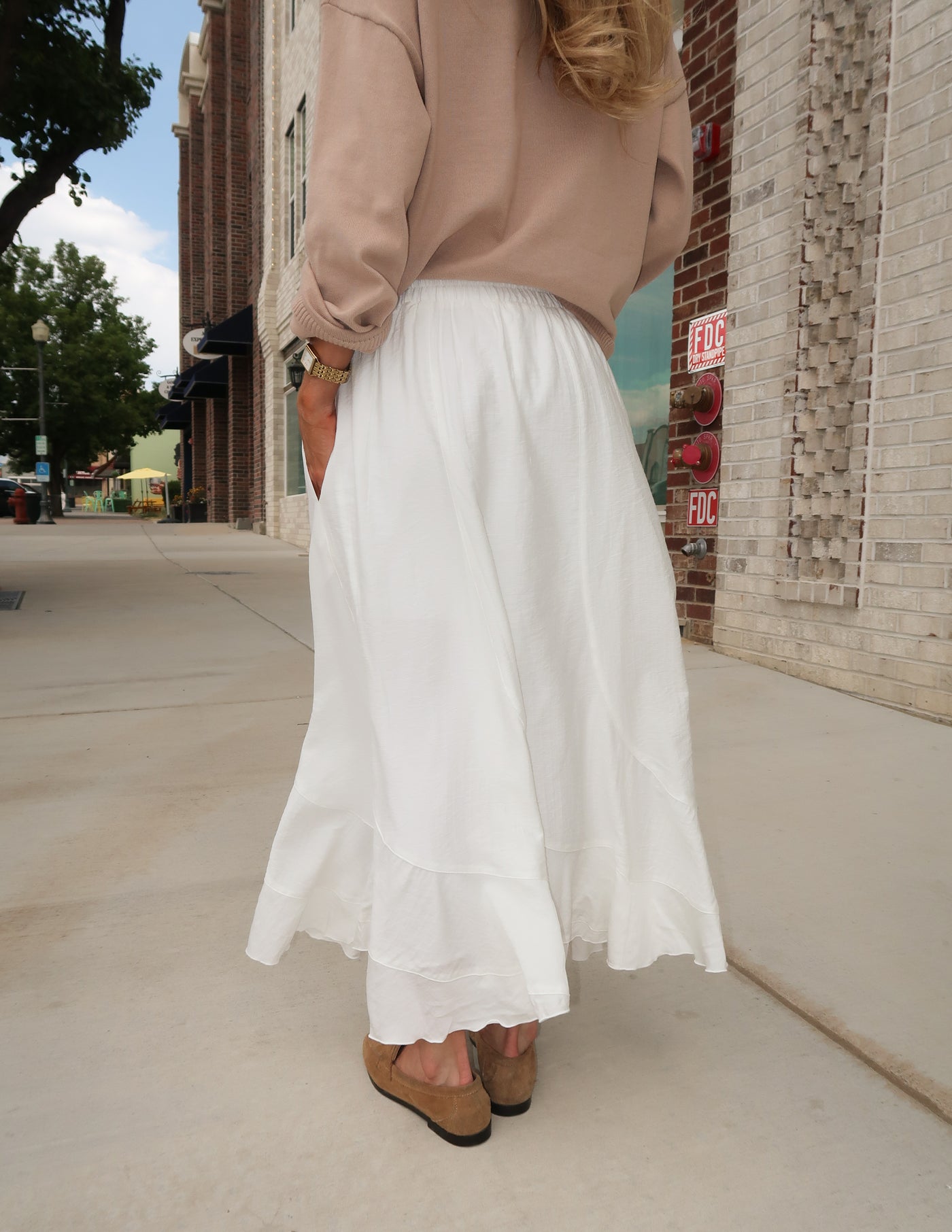 Ivory Drift Midi Skirt