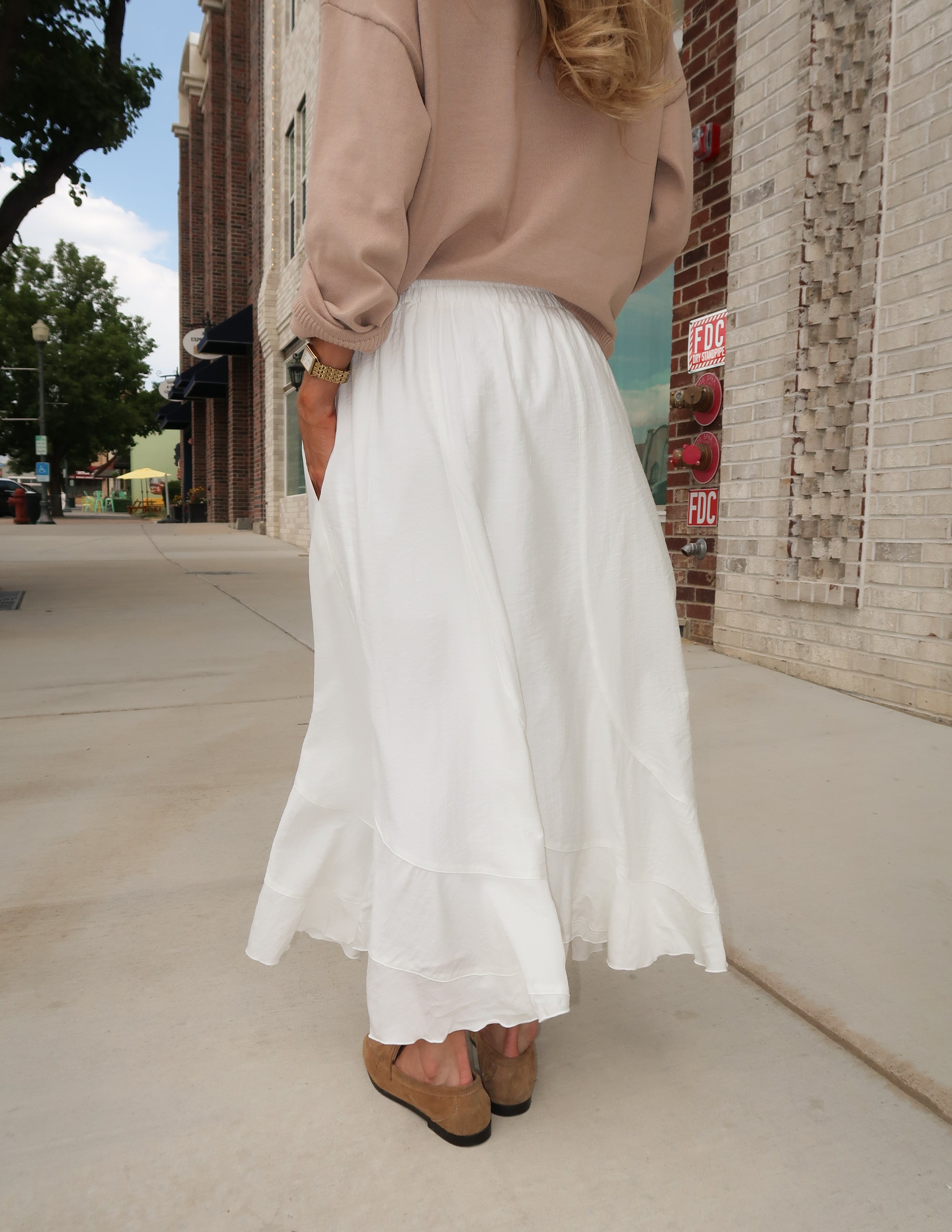Ivory Drift Midi Skirt