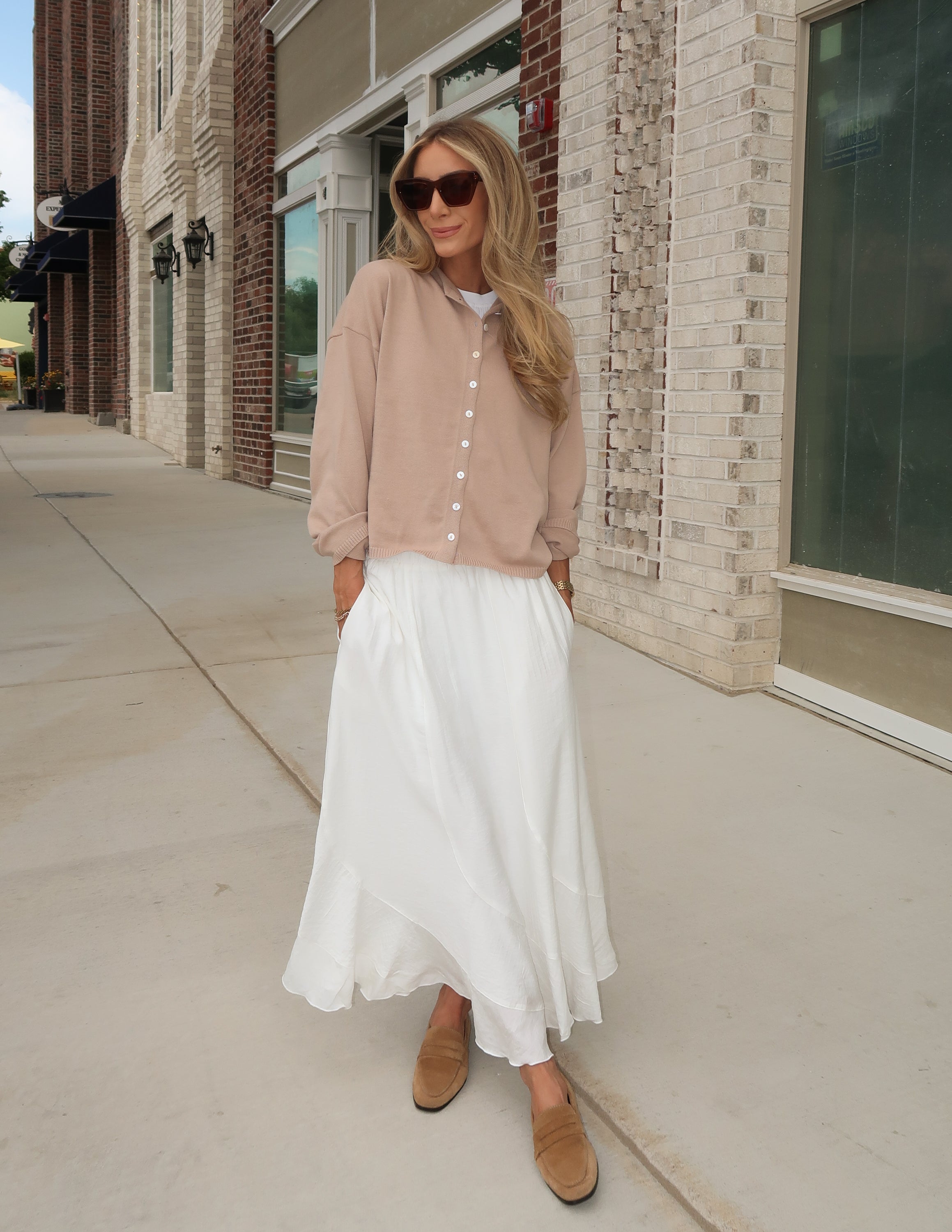 Ivory Drift Midi Skirt