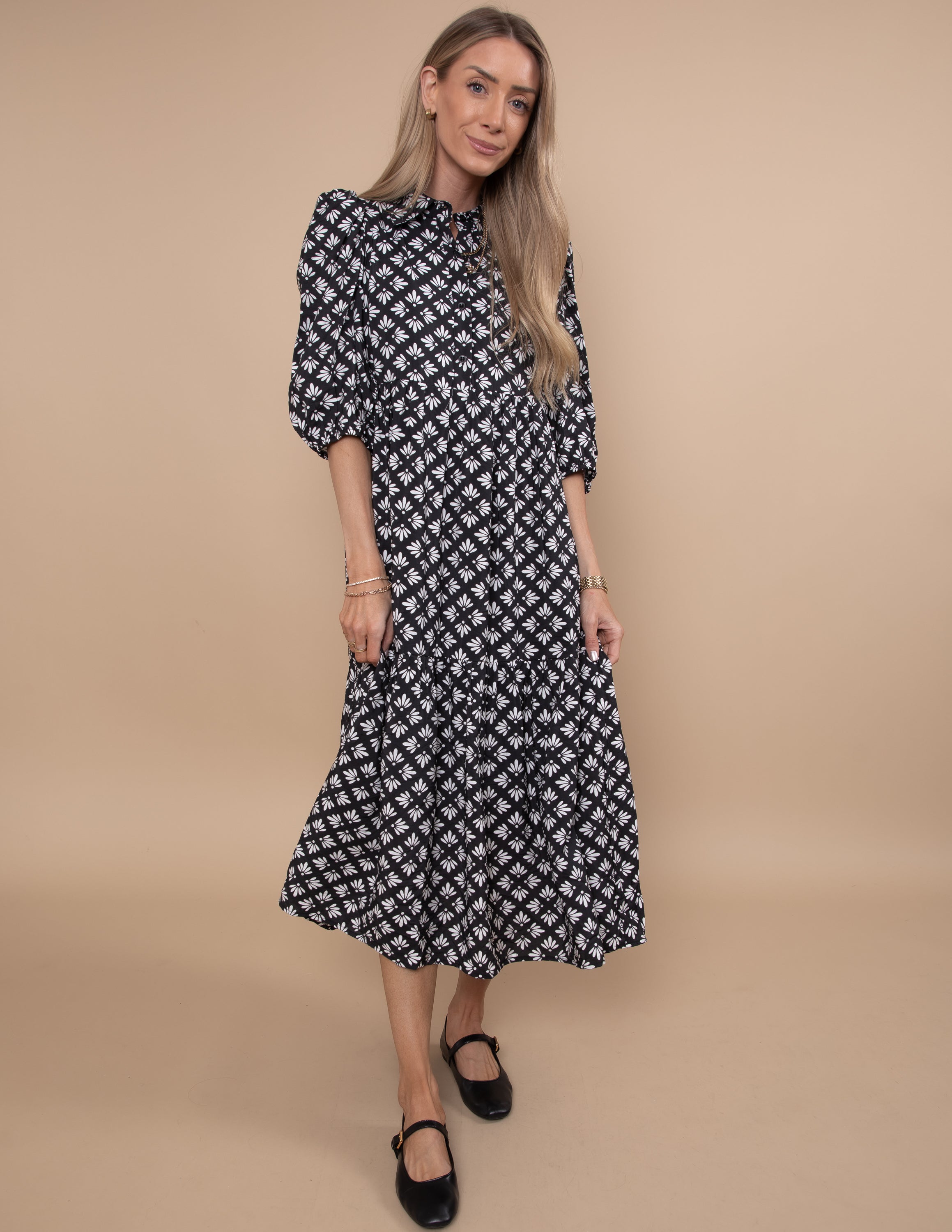 Luis Geometric Floral Dress
