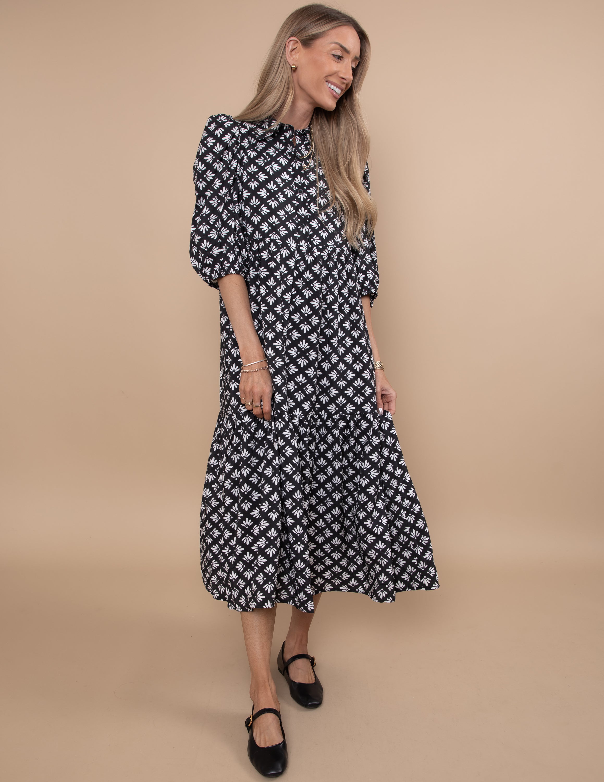 Luis Geometric Floral Dress