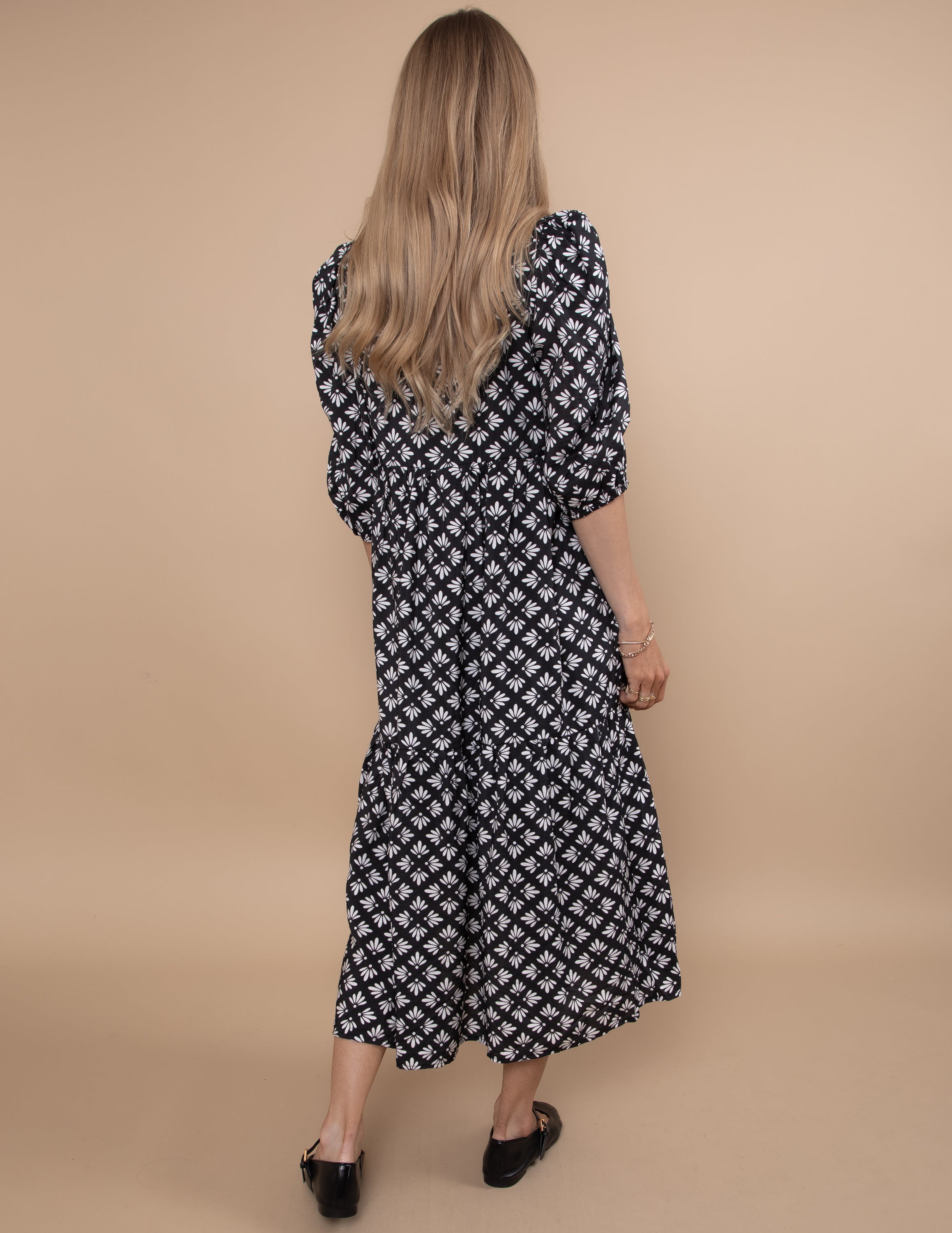 Luis Geometric Floral Dress