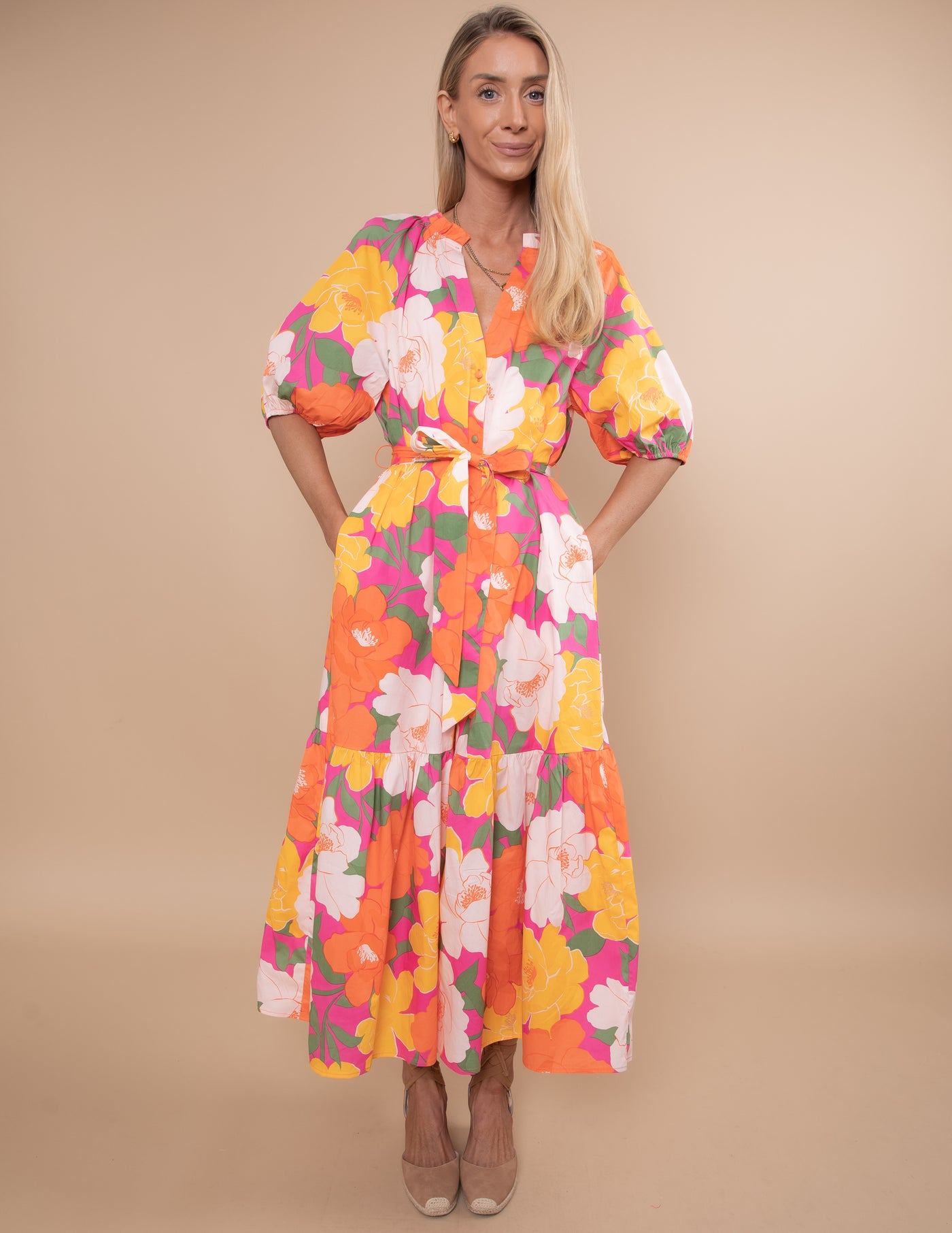 Milley Floral Tiered Midi Dress