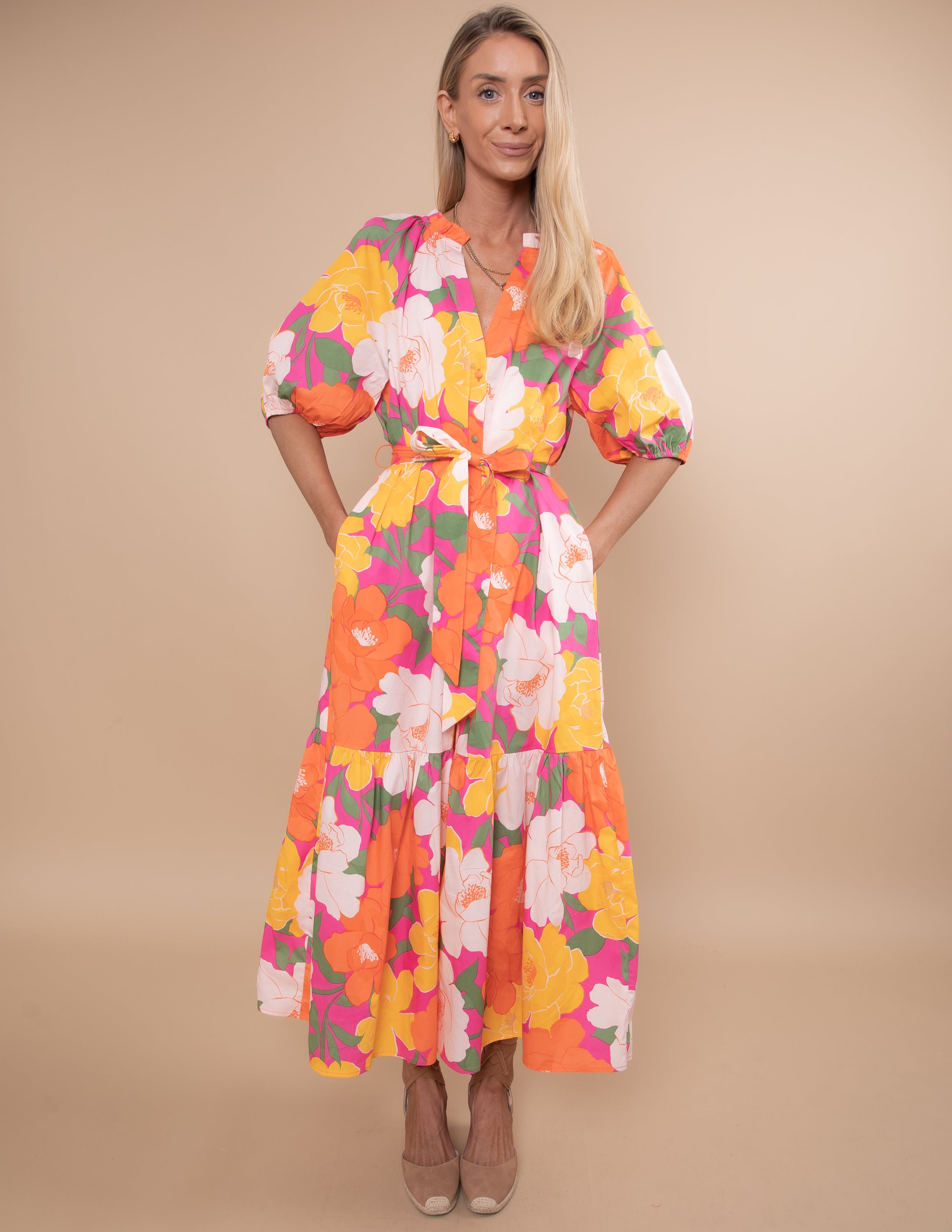 Milley Floral Tiered Midi Dress