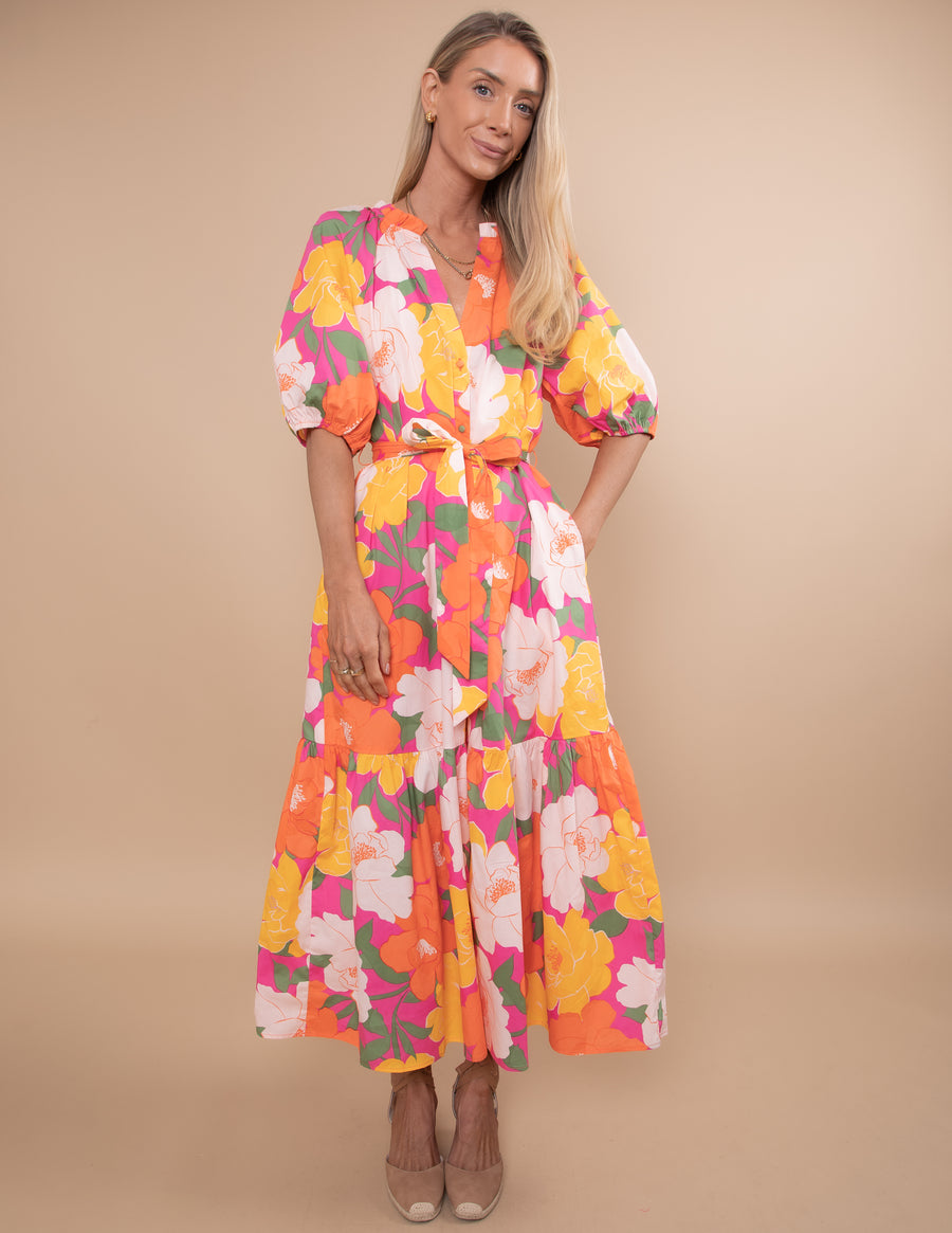 Milley Floral Tiered Midi Dress
