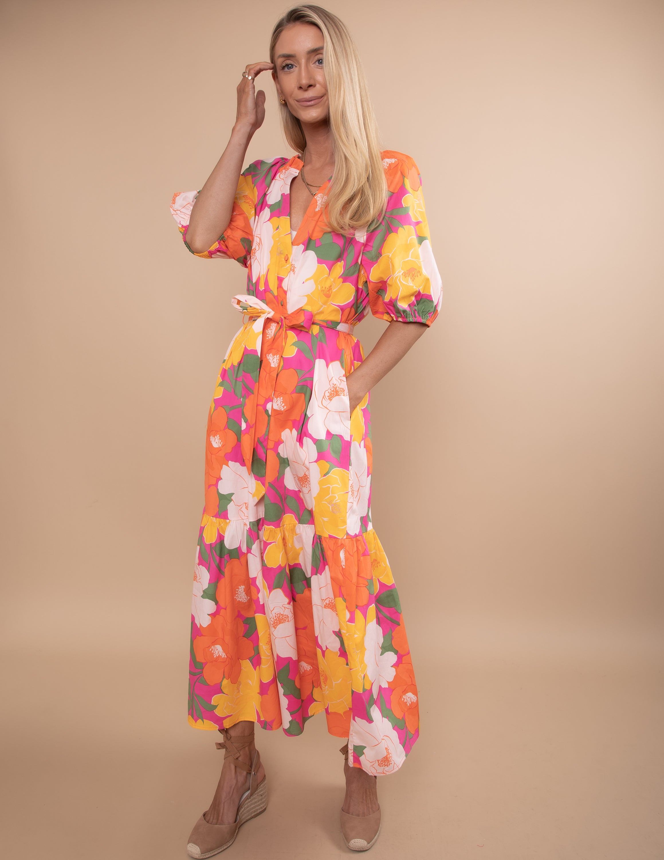 Milley Floral Tiered Midi Dress