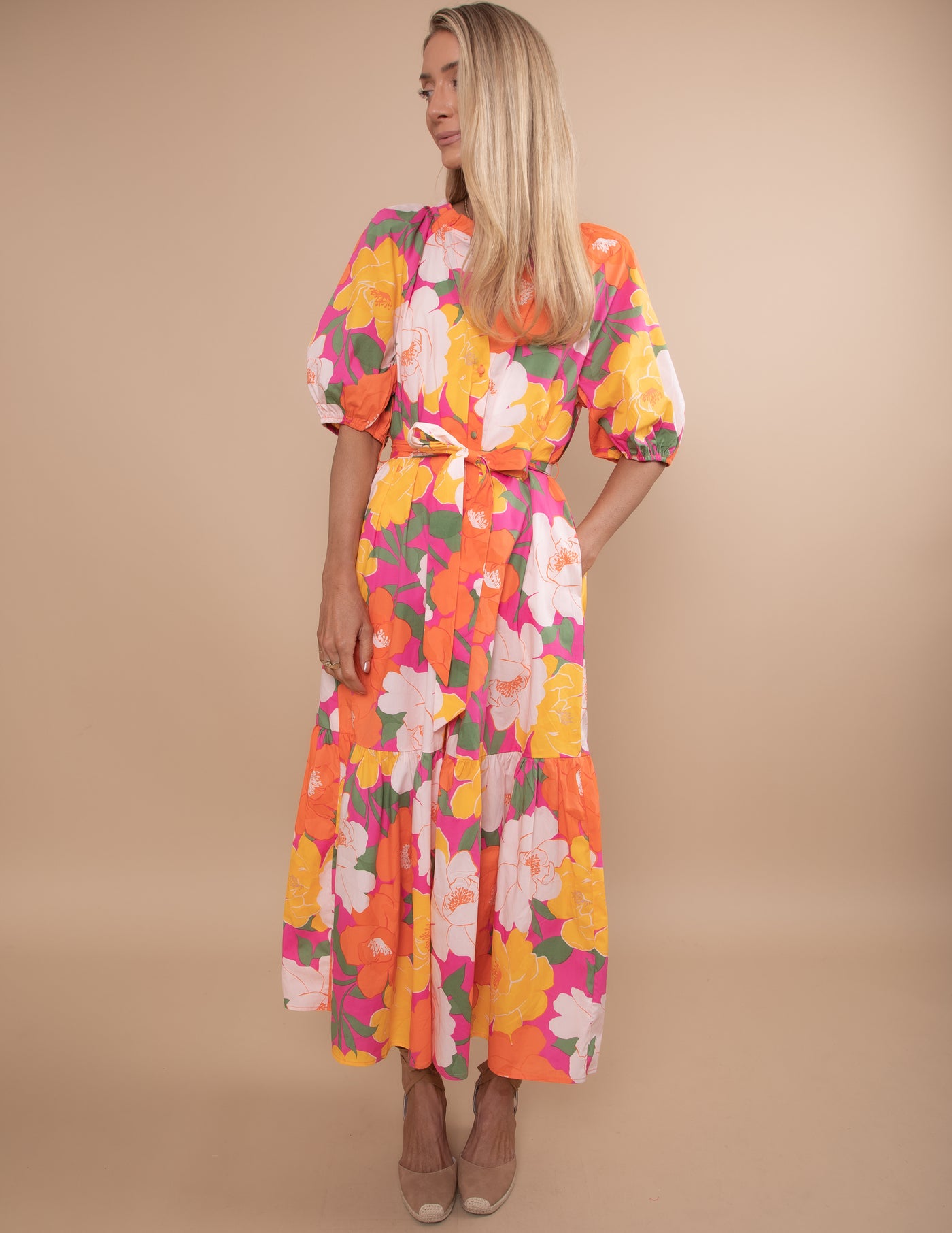 Milley Floral Tiered Midi Dress