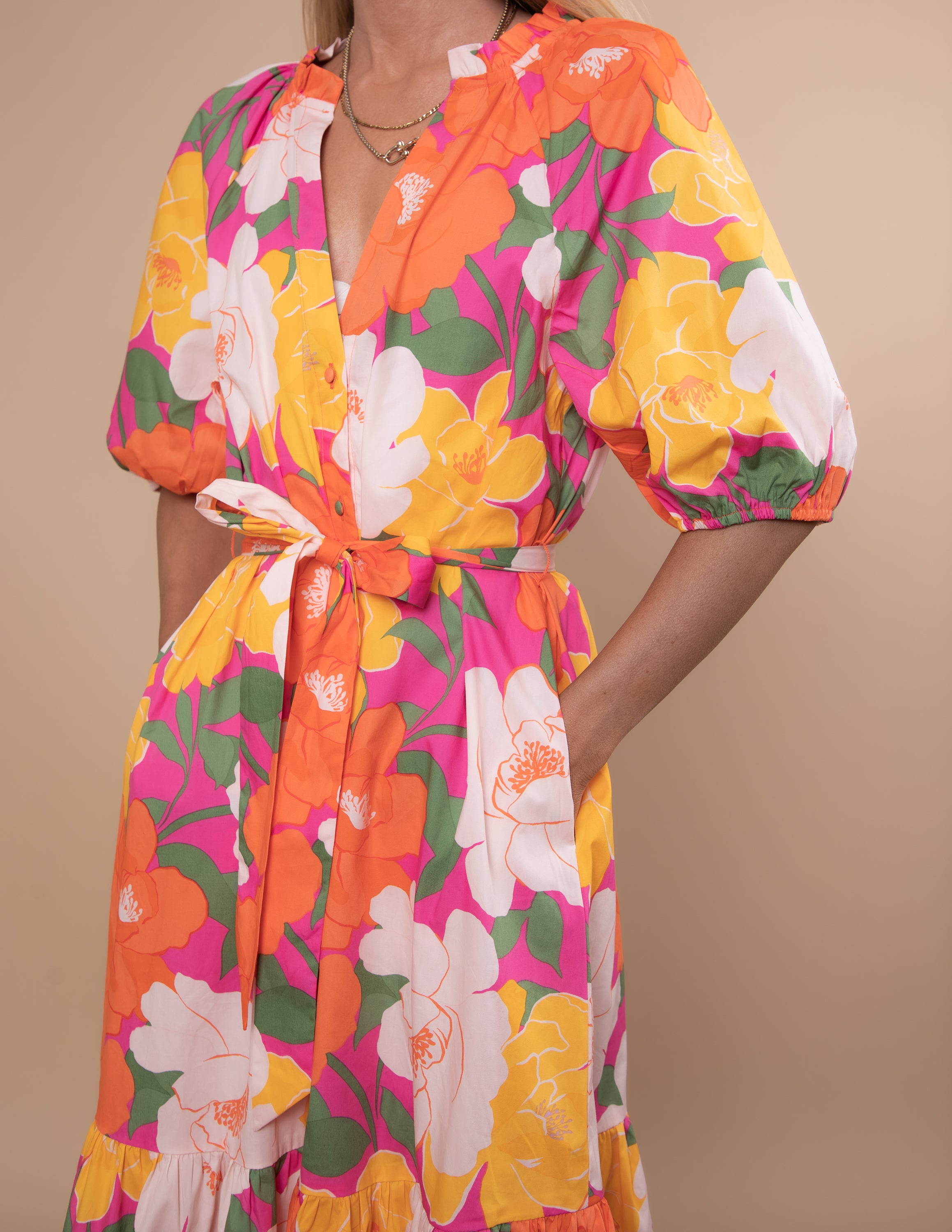 Milley Floral Tiered Midi Dress