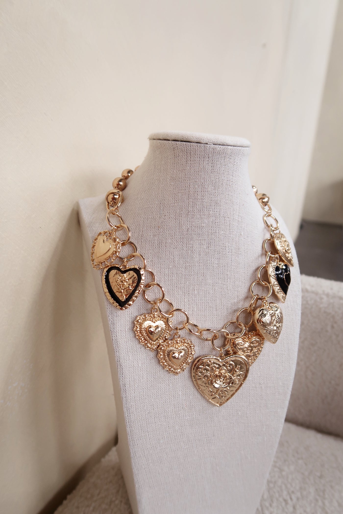 Beaded Heart Charm Necklace