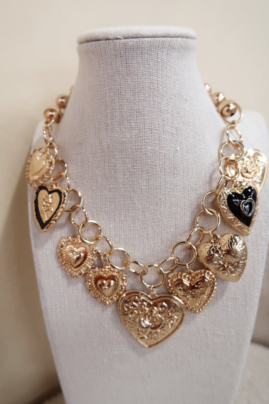 Beaded Heart Charm Necklace