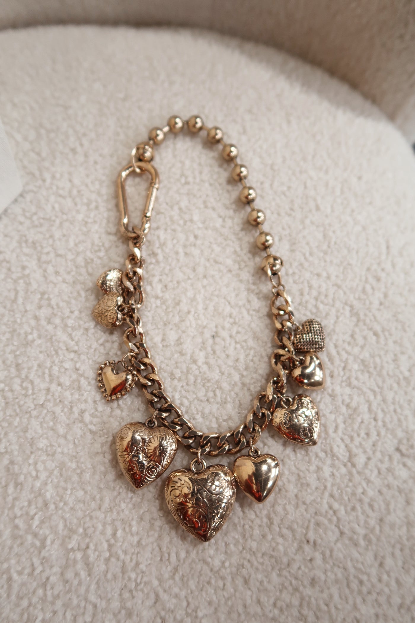 Chunky Heart Charm Necklace with Carabiner