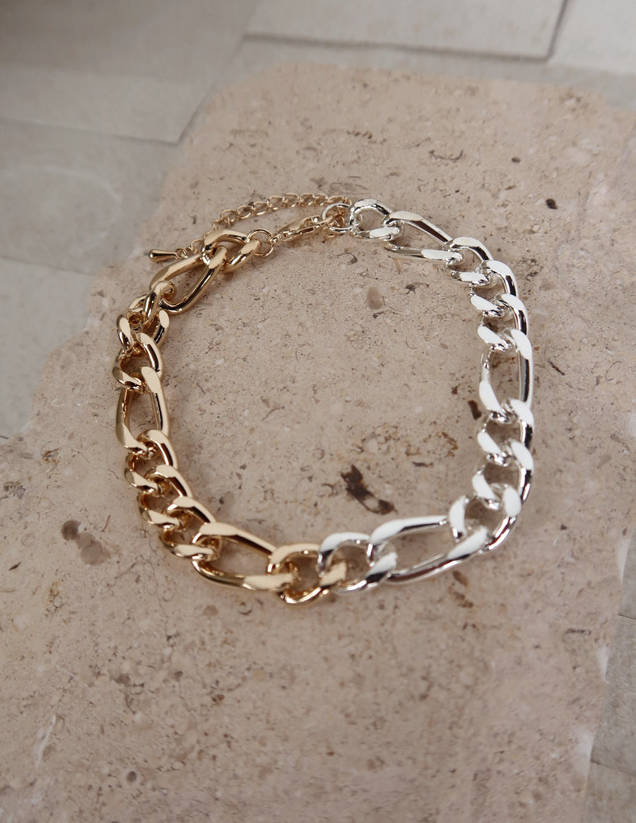 Two Tone Curb Chain Anklet