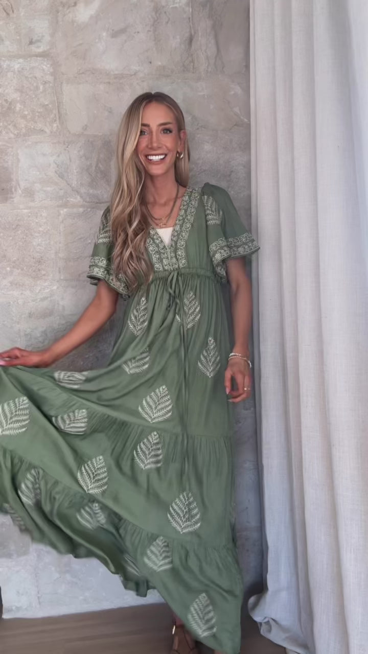 Botanical Embroidered Dress