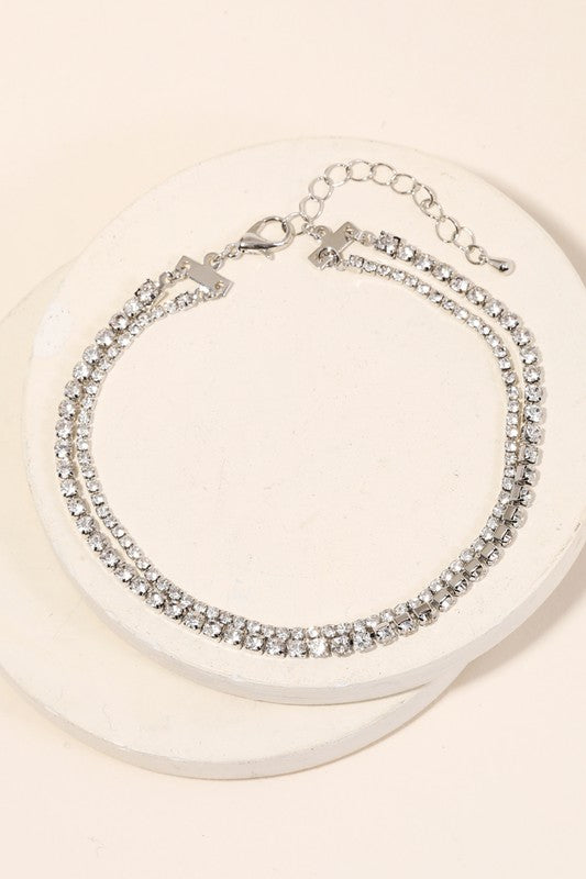 Layered Rhinestone Anklet